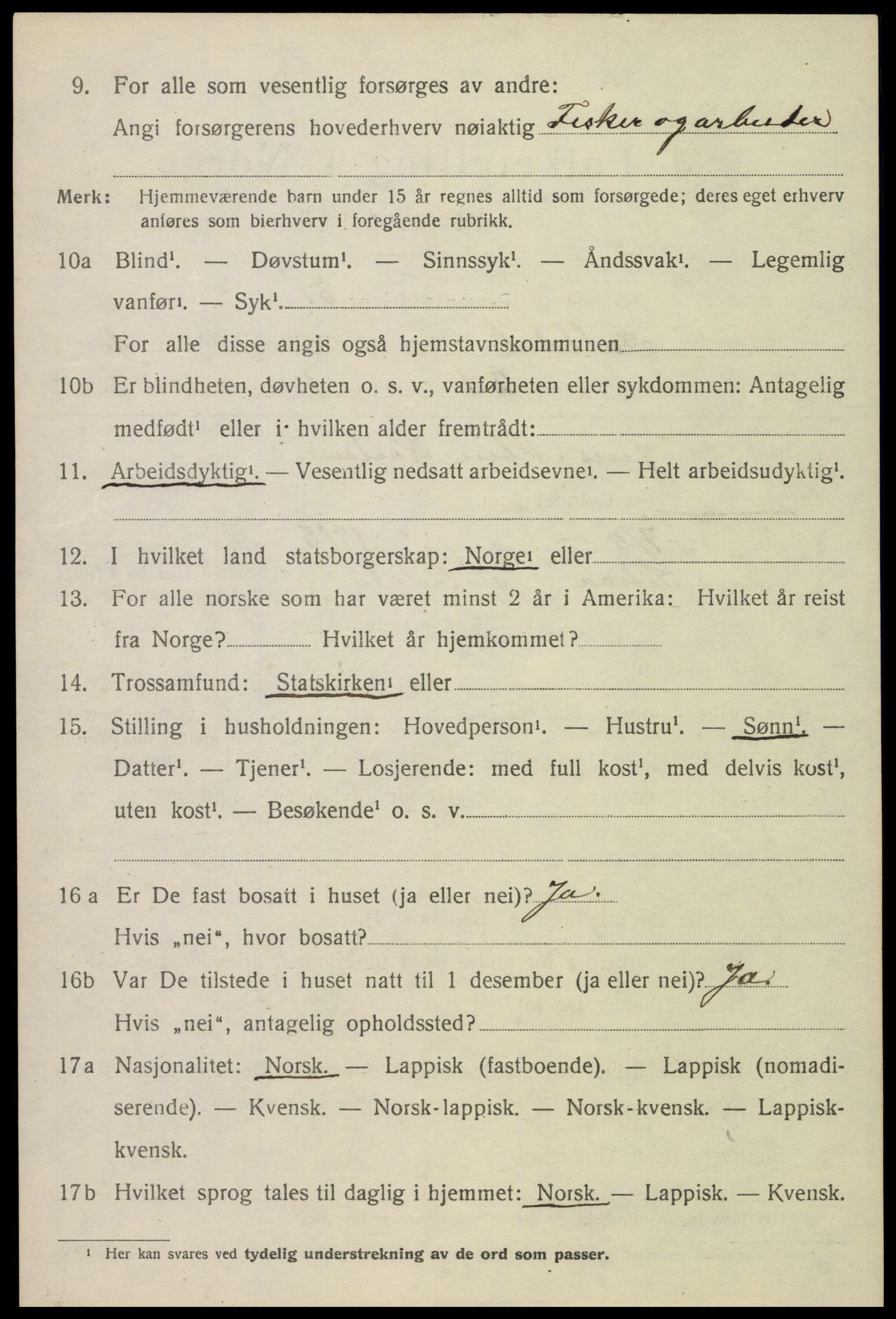 SAT, 1920 census for Saltdal, 1920, p. 1240