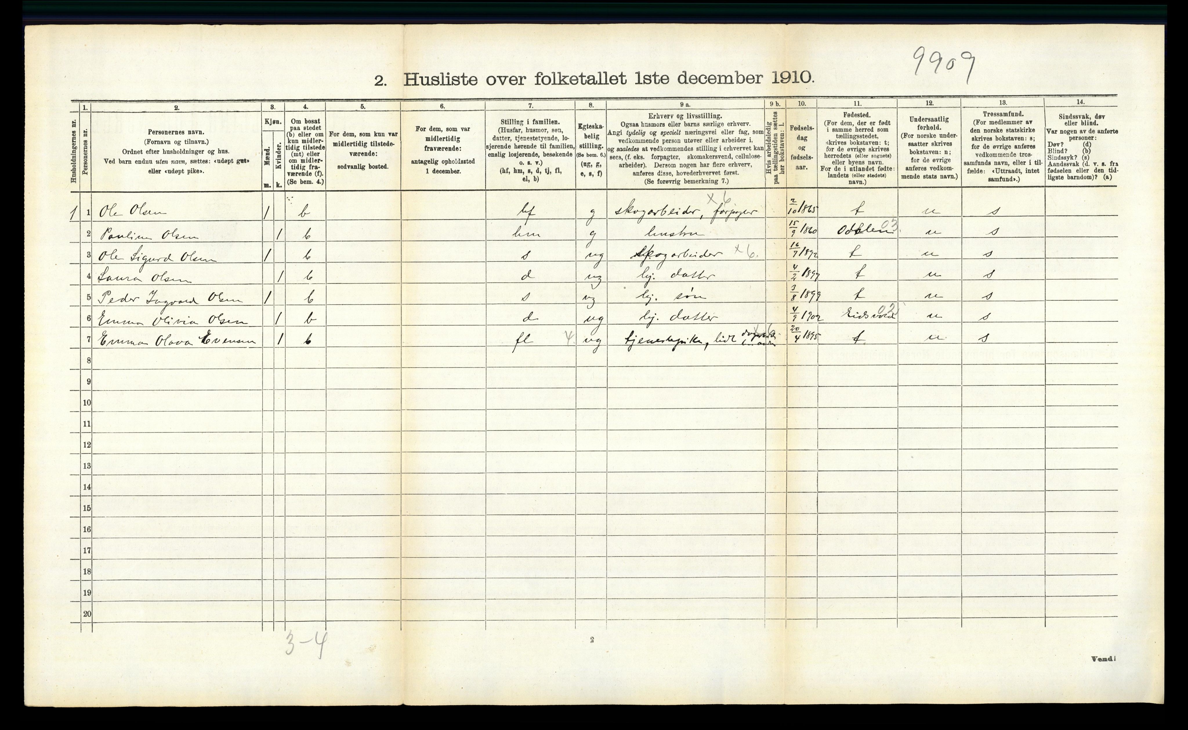 RA, 1910 census for Nes, 1910, p. 183