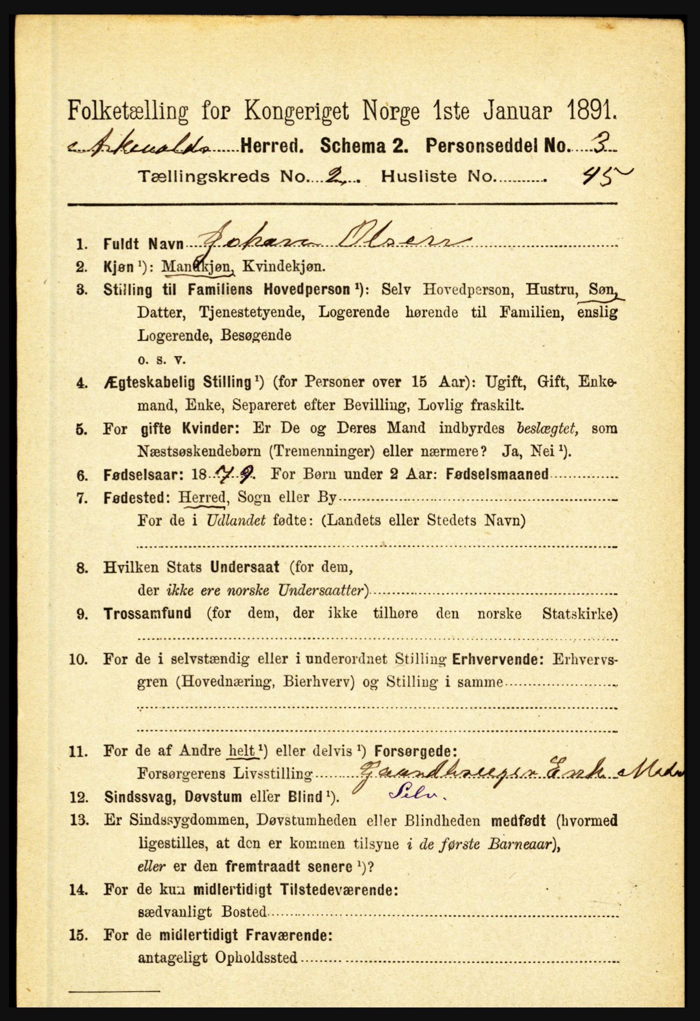 RA, 1891 census for 1428 Askvoll, 1891, p. 718