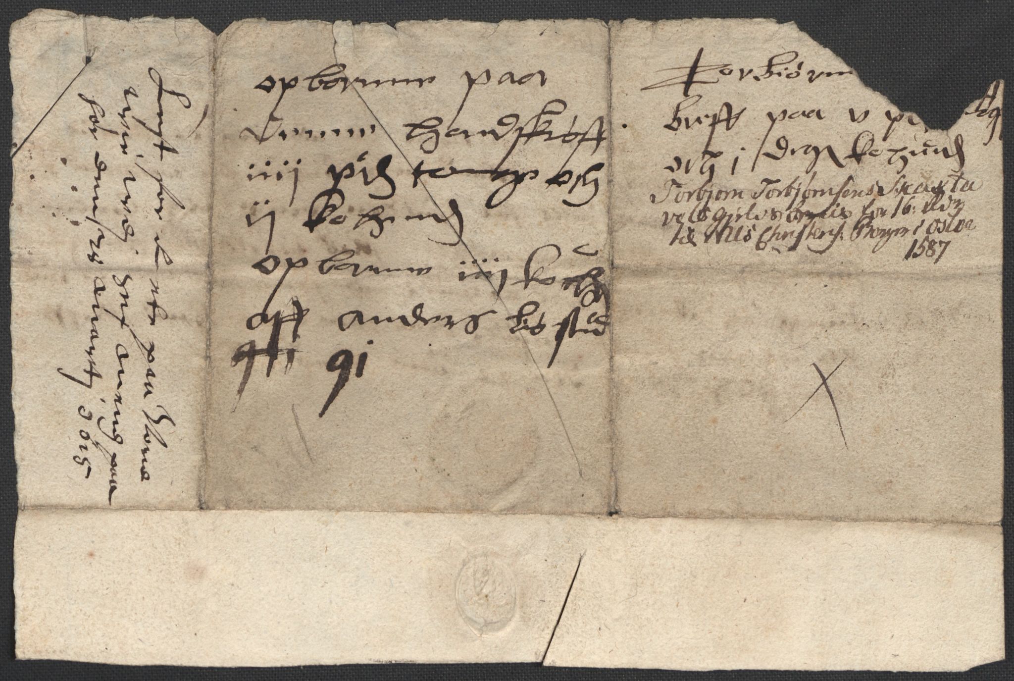Riksarkivets diplomsamling, RA/EA-5965/F02/L0088: Dokumenter, 1586-1587, p. 113