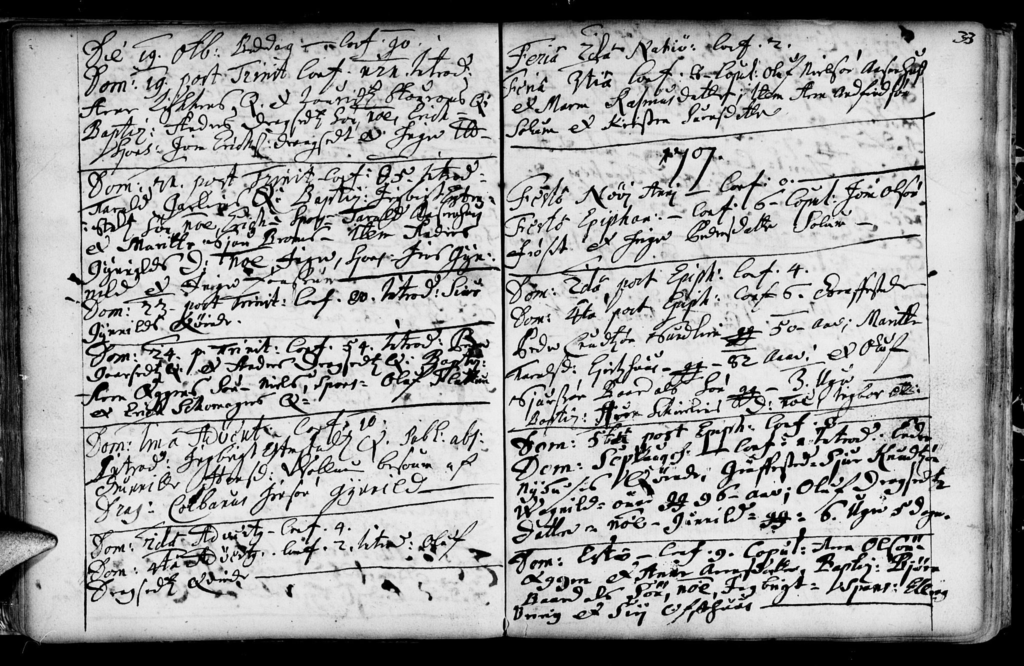 Ministerialprotokoller, klokkerbøker og fødselsregistre - Sør-Trøndelag, SAT/A-1456/689/L1036: Parish register (official) no. 689A01, 1696-1746, p. 33