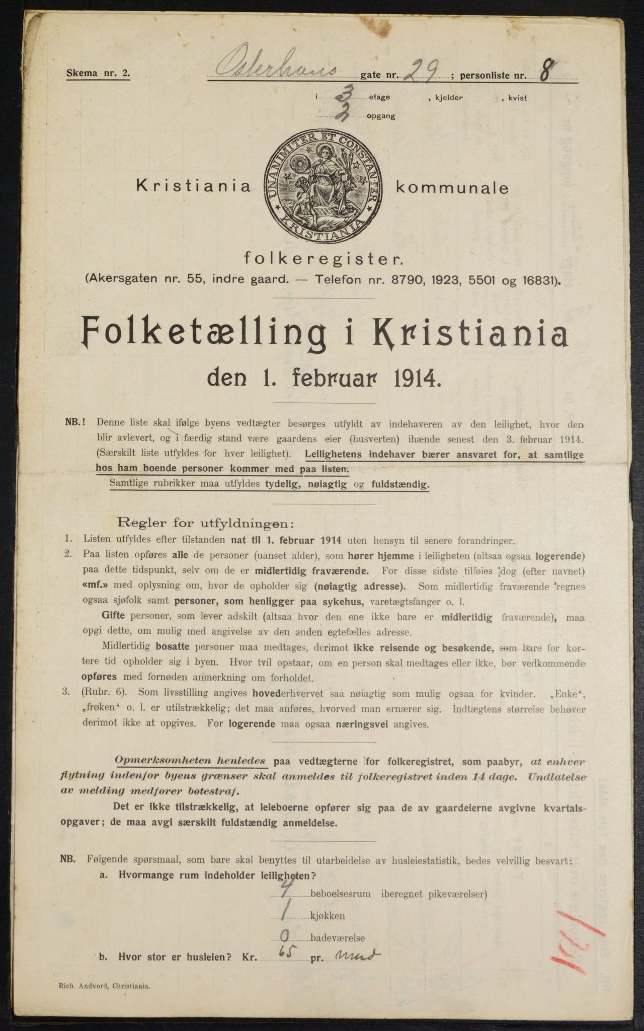 OBA, Municipal Census 1914 for Kristiania, 1914, p. 77819