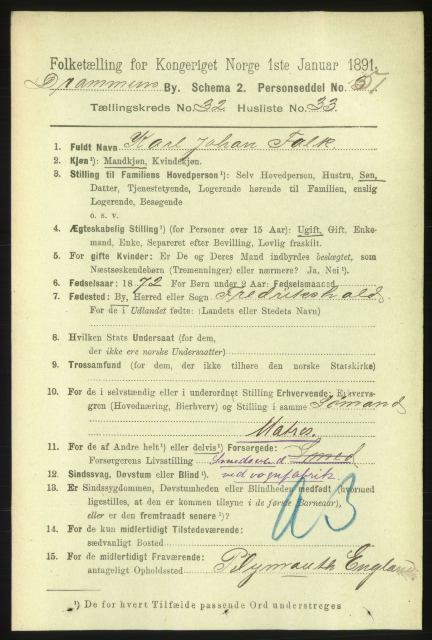RA, 1891 census for 0602 Drammen, 1891, p. 19734