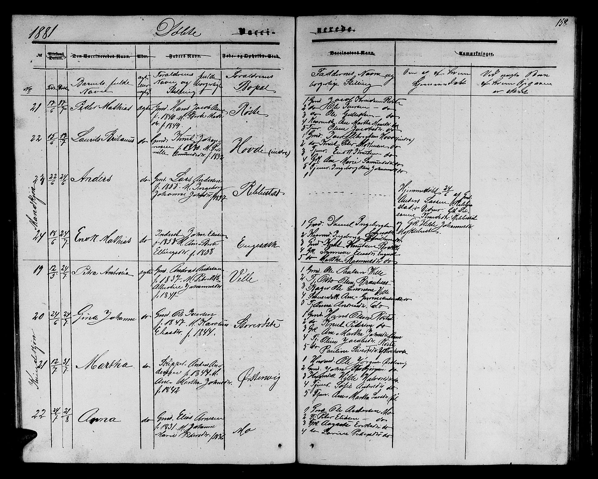 Ministerialprotokoller, klokkerbøker og fødselsregistre - Møre og Romsdal, AV/SAT-A-1454/513/L0188: Parish register (copy) no. 513C02, 1865-1882, p. 158