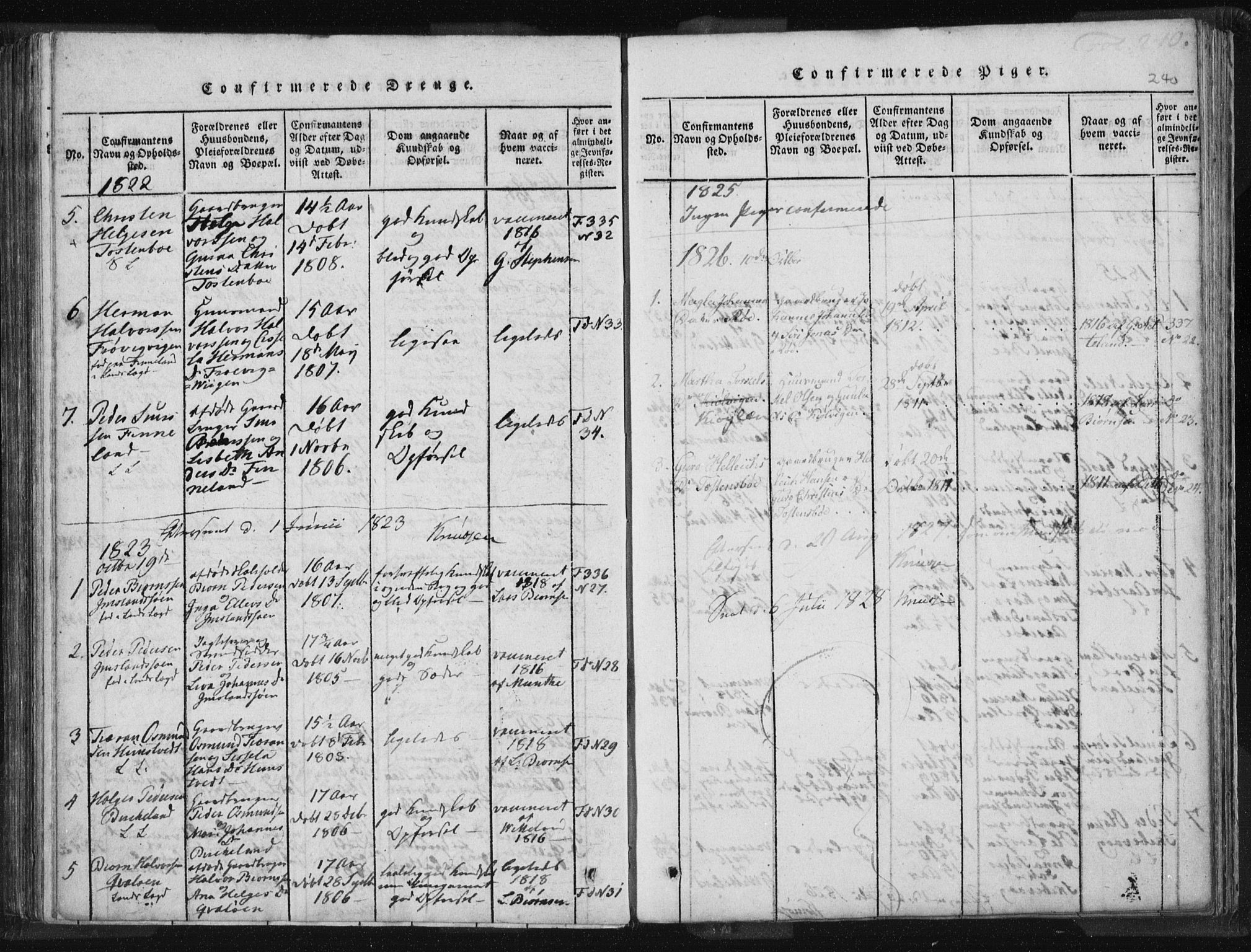 Vikedal sokneprestkontor, AV/SAST-A-101840/01/IV: Parish register (official) no. A 5, 1817-1850, p. 240