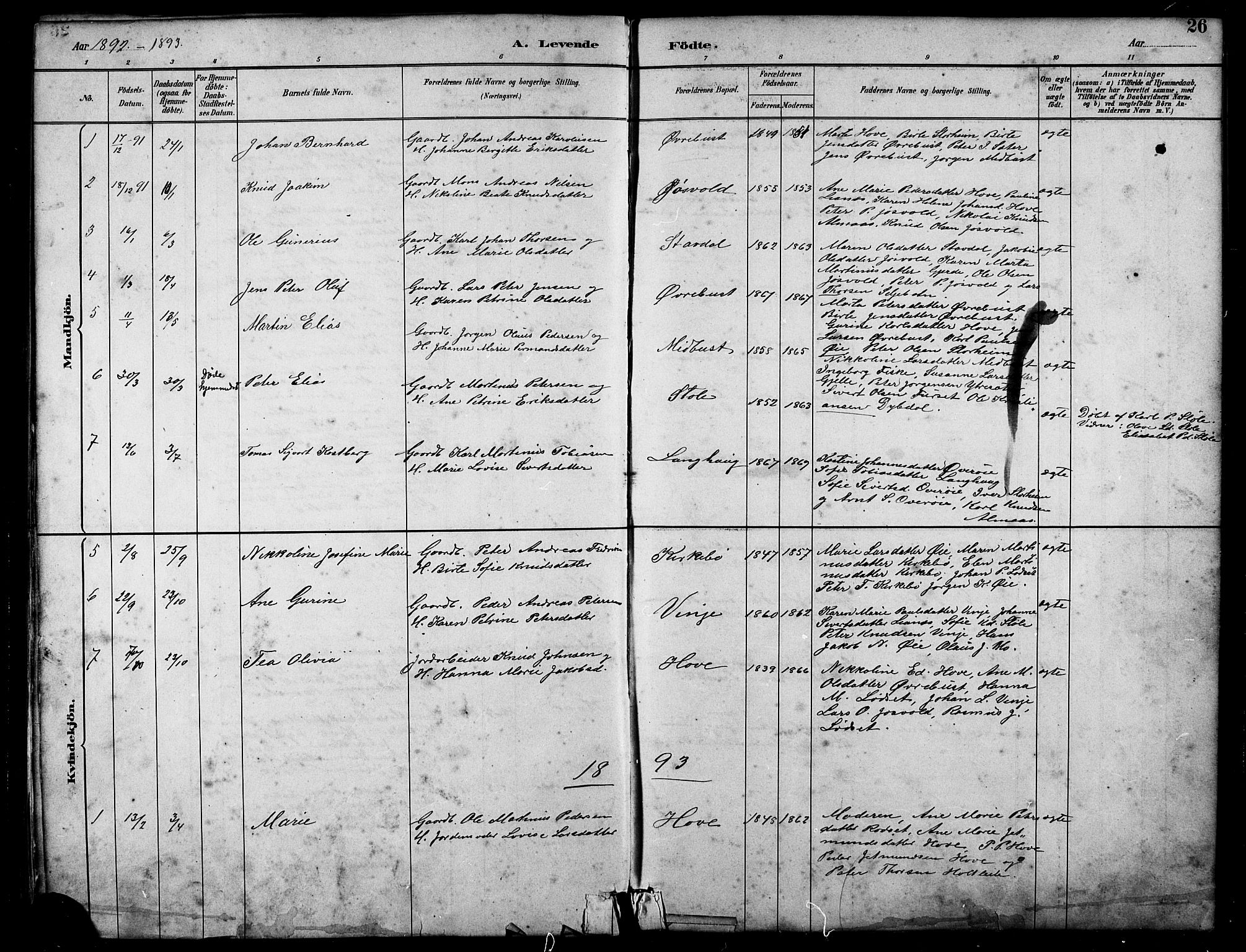 Ministerialprotokoller, klokkerbøker og fødselsregistre - Møre og Romsdal, SAT/A-1454/521/L0302: Parish register (copy) no. 521C03, 1882-1907, p. 26