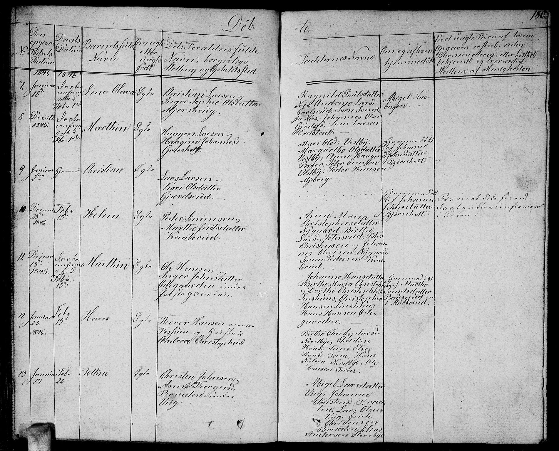 Enebakk prestekontor Kirkebøker, AV/SAO-A-10171c/G/Ga/L0003: Parish register (copy) no. I 3, 1833-1849, p. 180