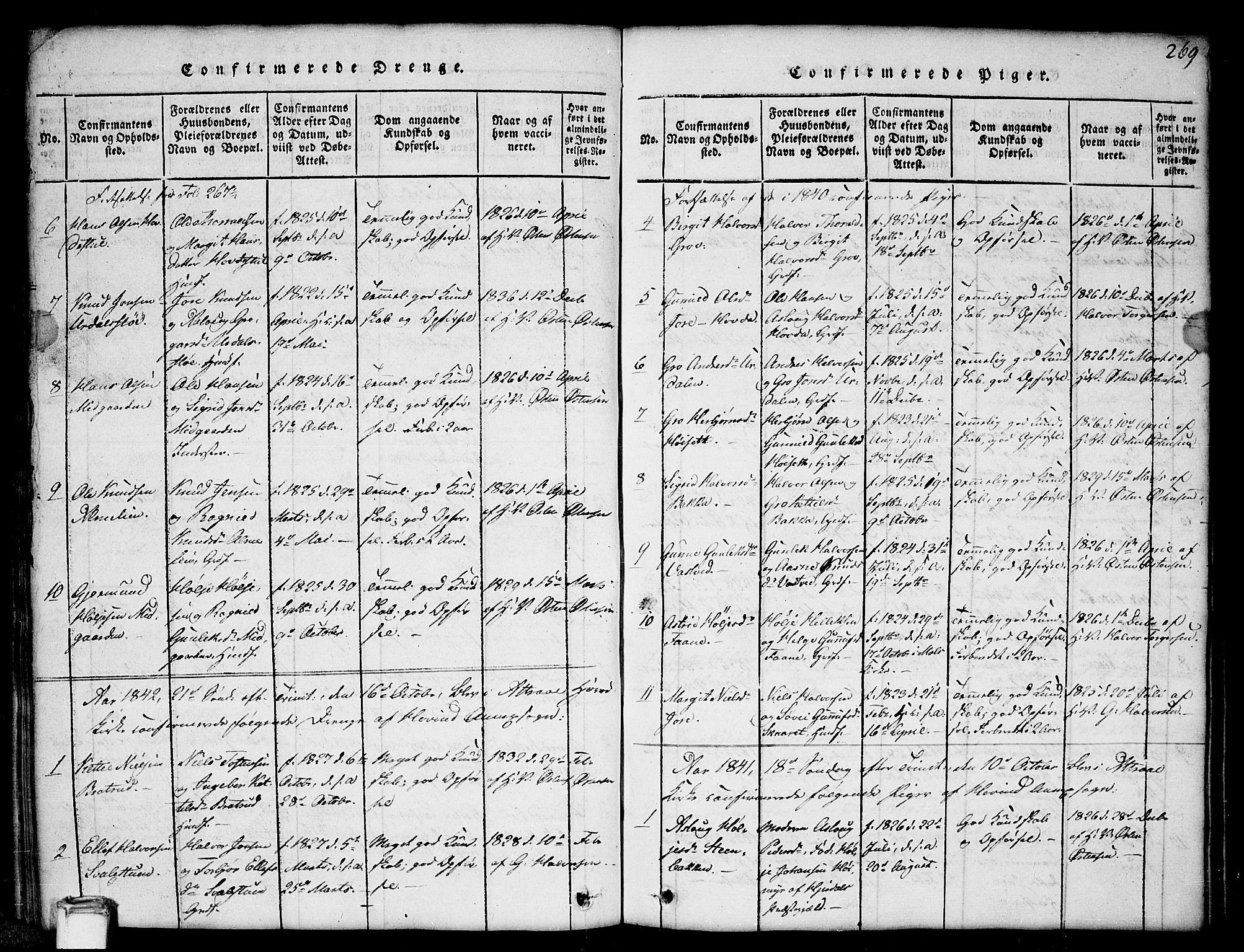 Gransherad kirkebøker, SAKO/A-267/G/Gb/L0001: Parish register (copy) no. II 1, 1815-1860, p. 269