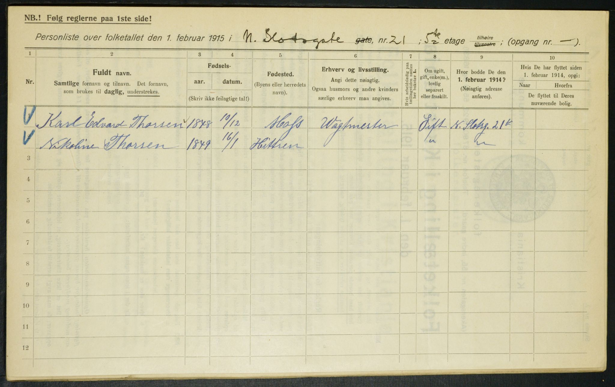 OBA, Municipal Census 1915 for Kristiania, 1915, p. 68952