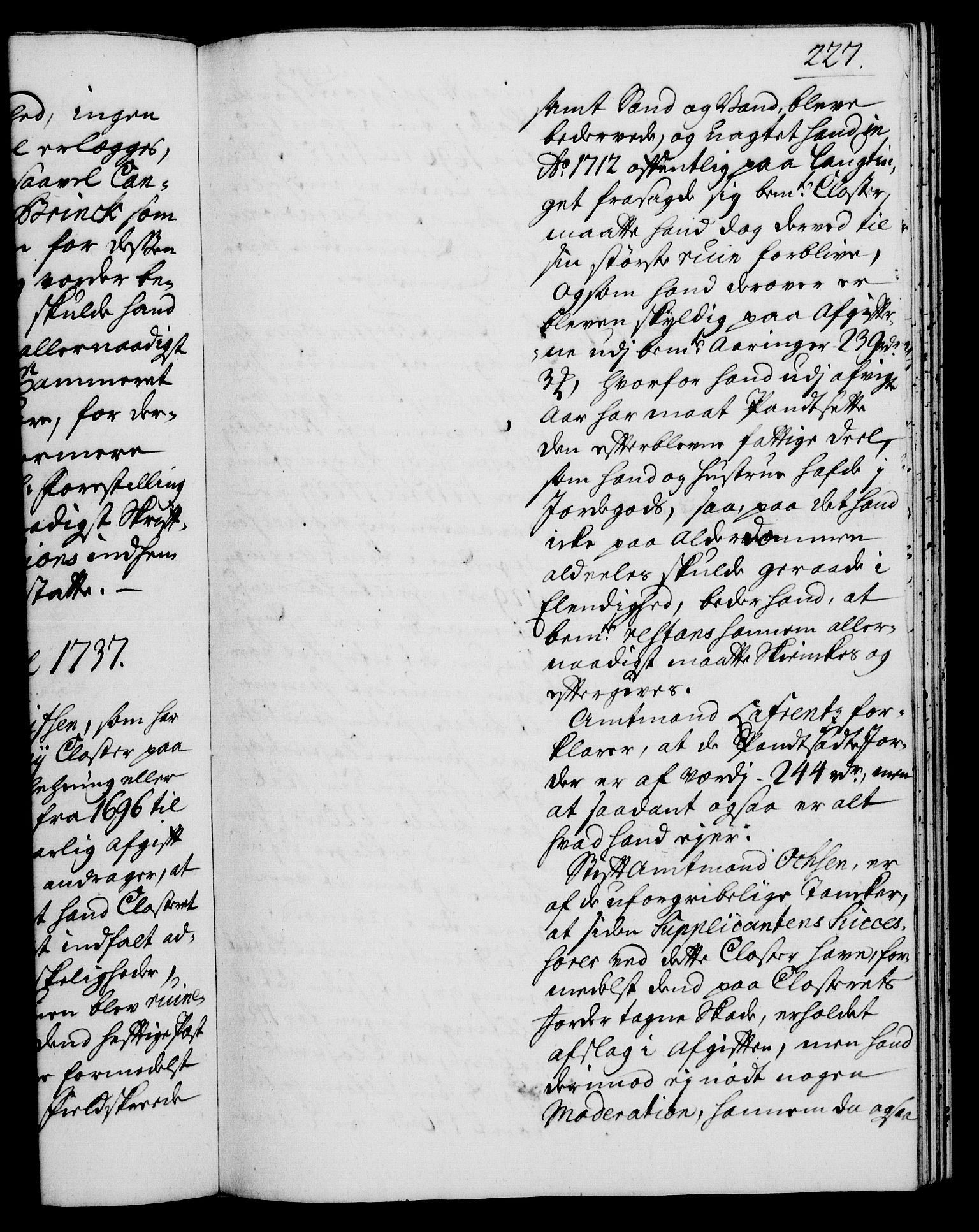 Rentekammeret, Kammerkanselliet, RA/EA-3111/G/Gh/Gha/L0019: Norsk ekstraktmemorialprotokoll (merket RK 53.64), 1736-1737, p. 227