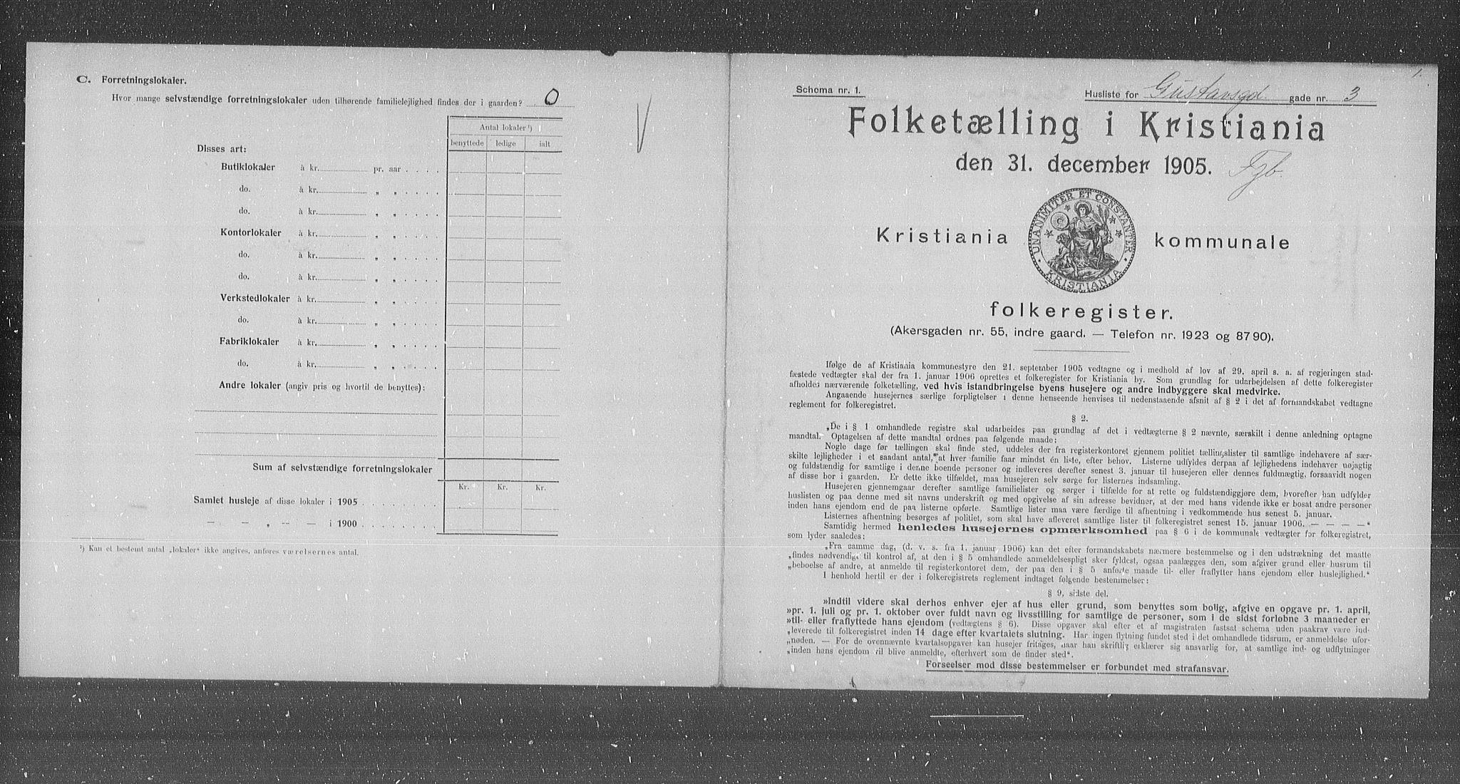 OBA, Municipal Census 1905 for Kristiania, 1905, p. 17068