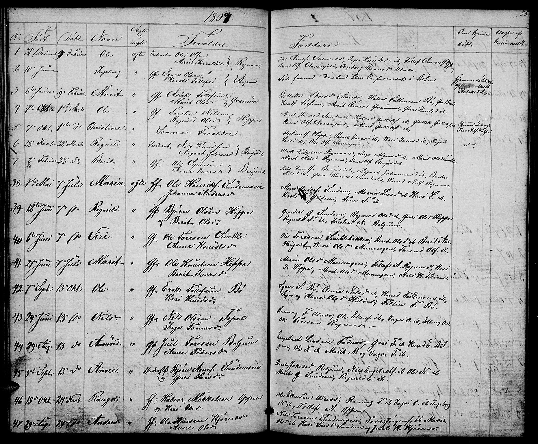 Nord-Aurdal prestekontor, SAH/PREST-132/H/Ha/Hab/L0004: Parish register (copy) no. 4, 1842-1882, p. 55