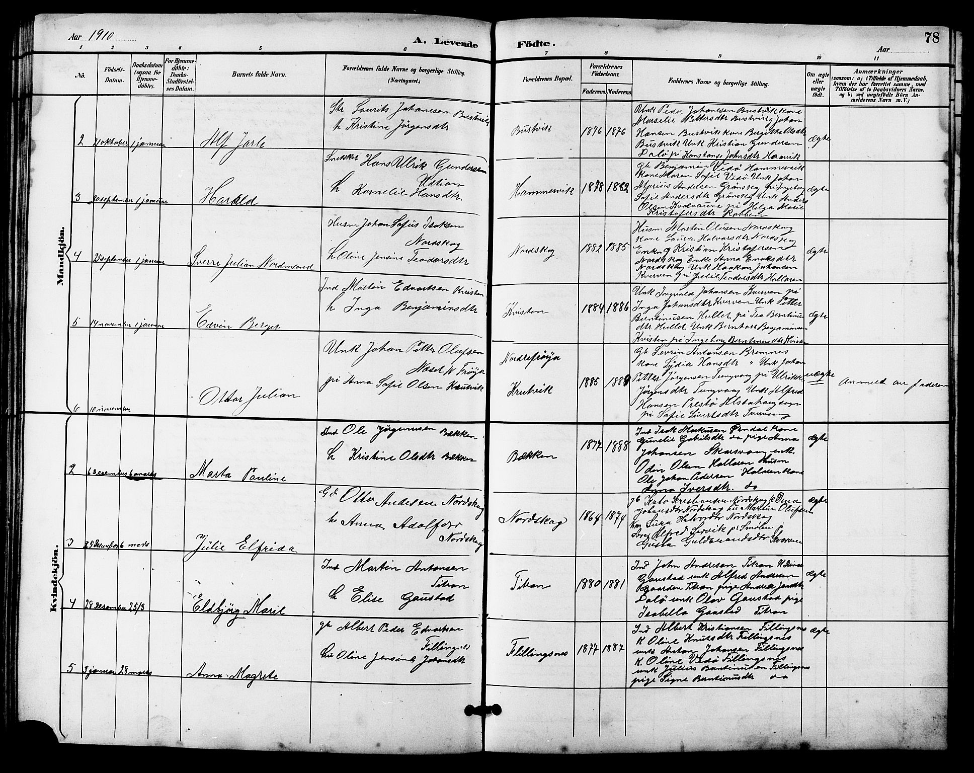 Ministerialprotokoller, klokkerbøker og fødselsregistre - Sør-Trøndelag, SAT/A-1456/641/L0598: Parish register (copy) no. 641C02, 1893-1910, p. 78