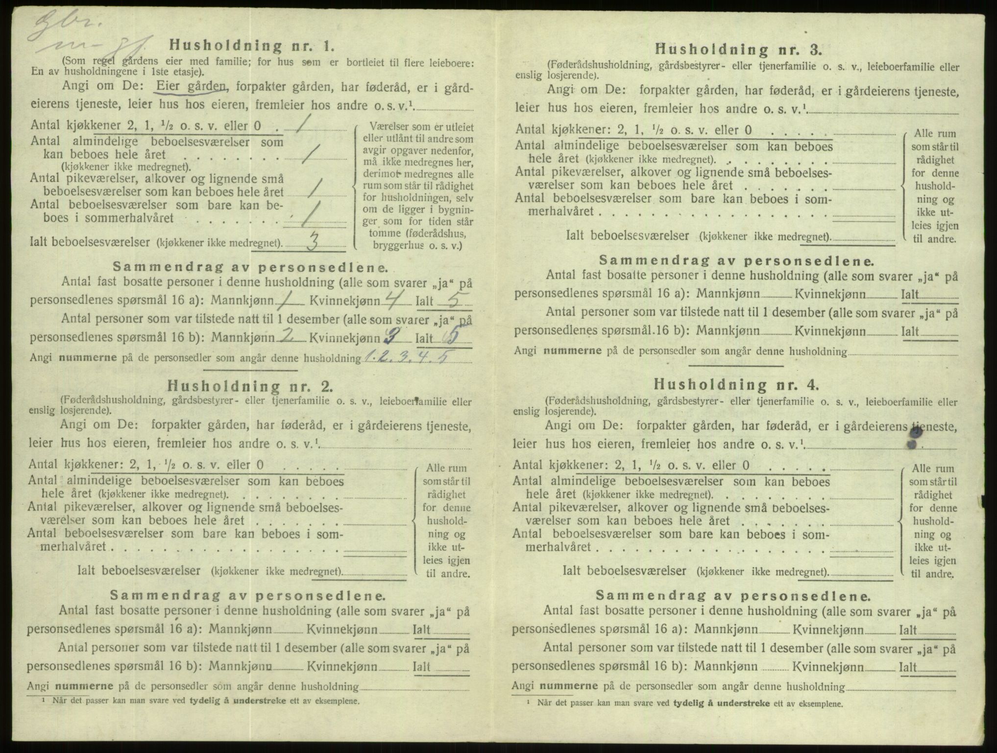 SAB, 1920 census for Gloppen, 1920, p. 609