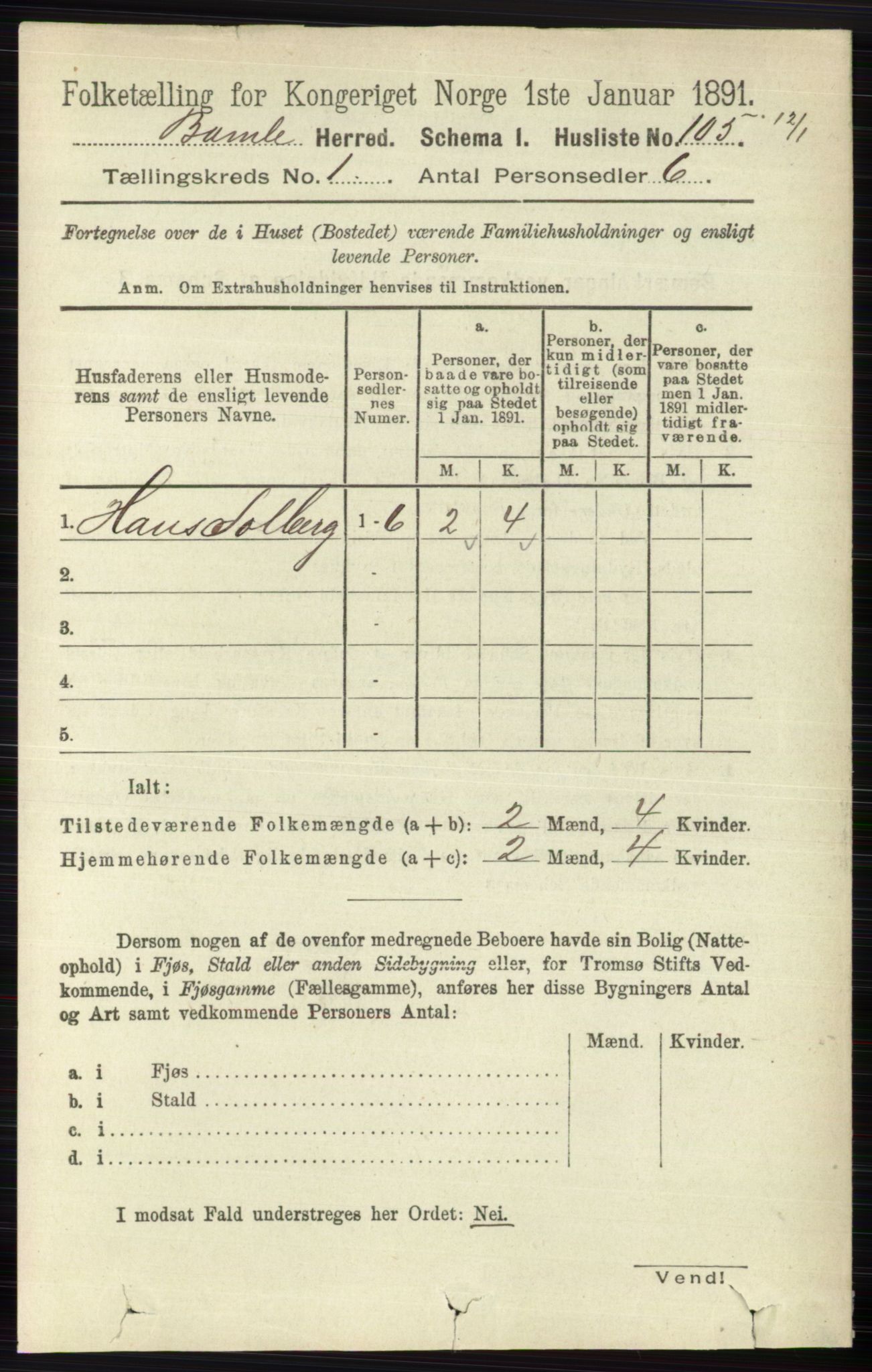 RA, 1891 census for 0814 Bamble, 1891, p. 138