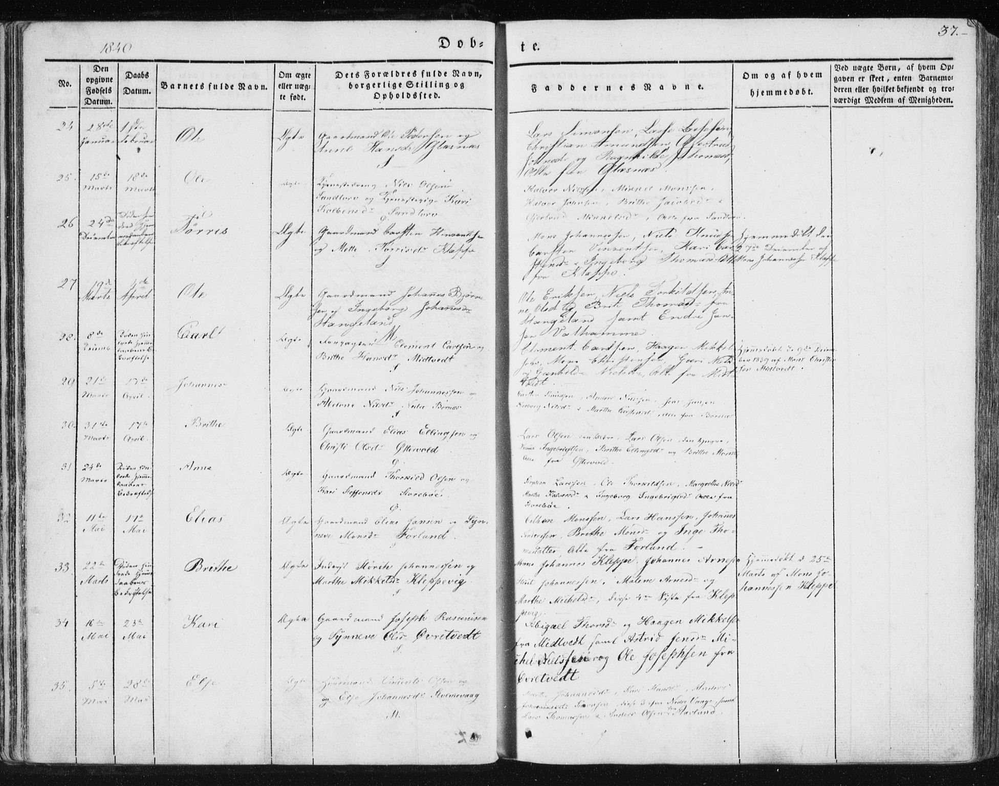 Sund sokneprestembete, AV/SAB-A-99930: Parish register (official) no. A 13, 1835-1849, p. 37