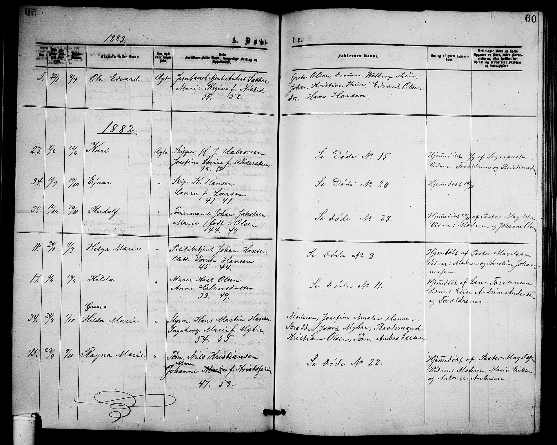 Holmestrand kirkebøker, AV/SAKO-A-346/G/Ga/L0004: Parish register (copy) no. 4, 1874-1888, p. 60