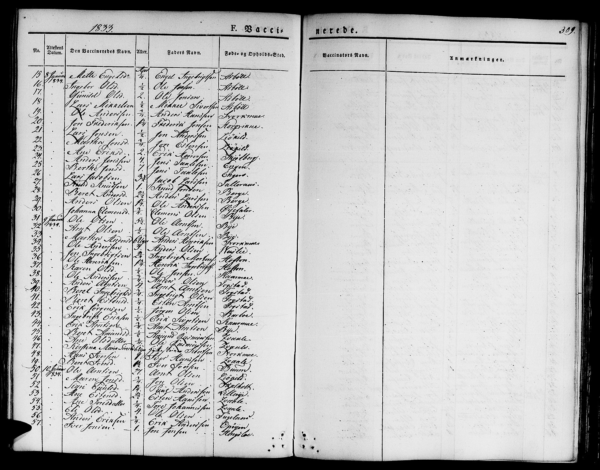 Ministerialprotokoller, klokkerbøker og fødselsregistre - Sør-Trøndelag, SAT/A-1456/668/L0804: Parish register (official) no. 668A04, 1826-1839, p. 309