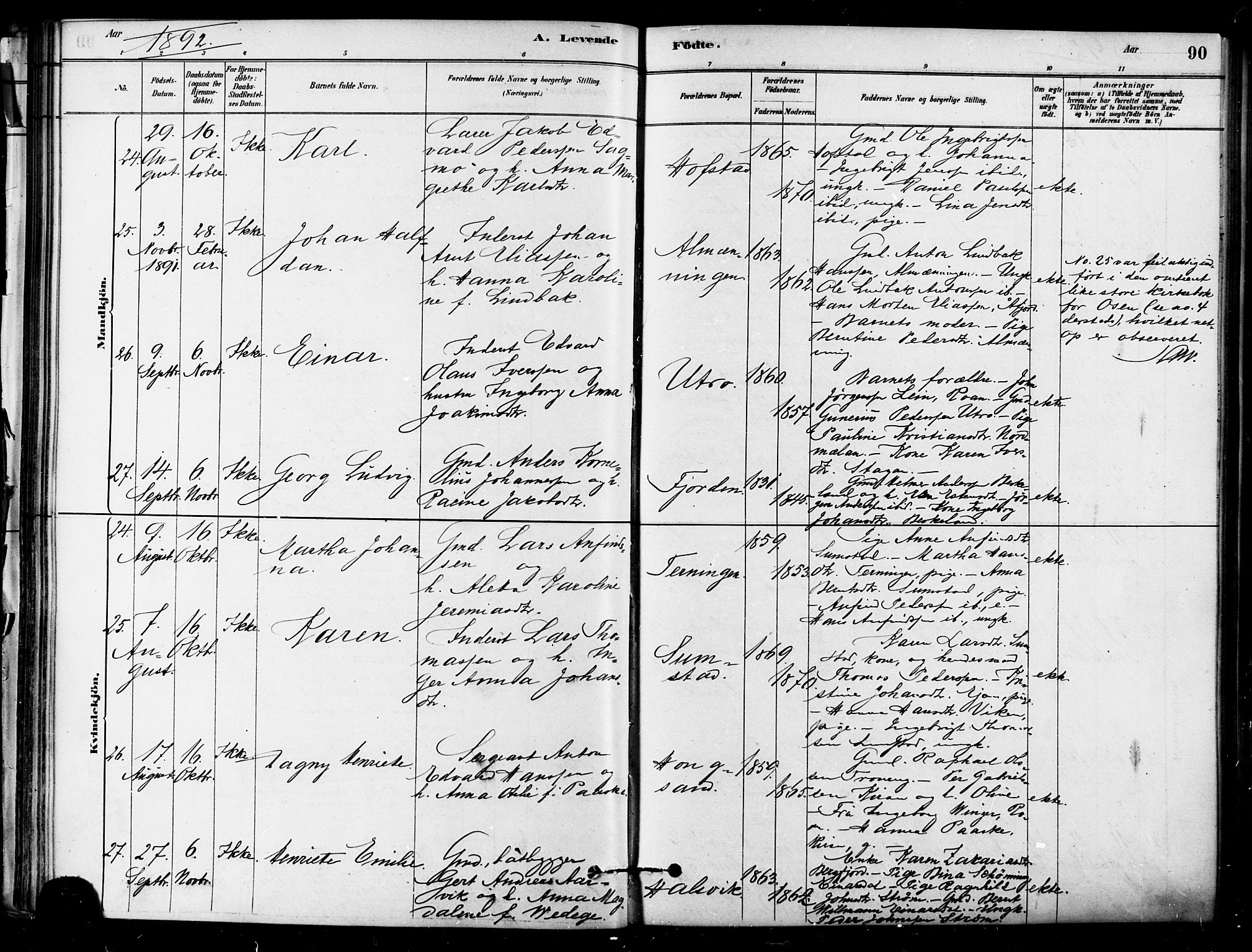 Ministerialprotokoller, klokkerbøker og fødselsregistre - Sør-Trøndelag, AV/SAT-A-1456/657/L0707: Parish register (official) no. 657A08, 1879-1893, p. 90