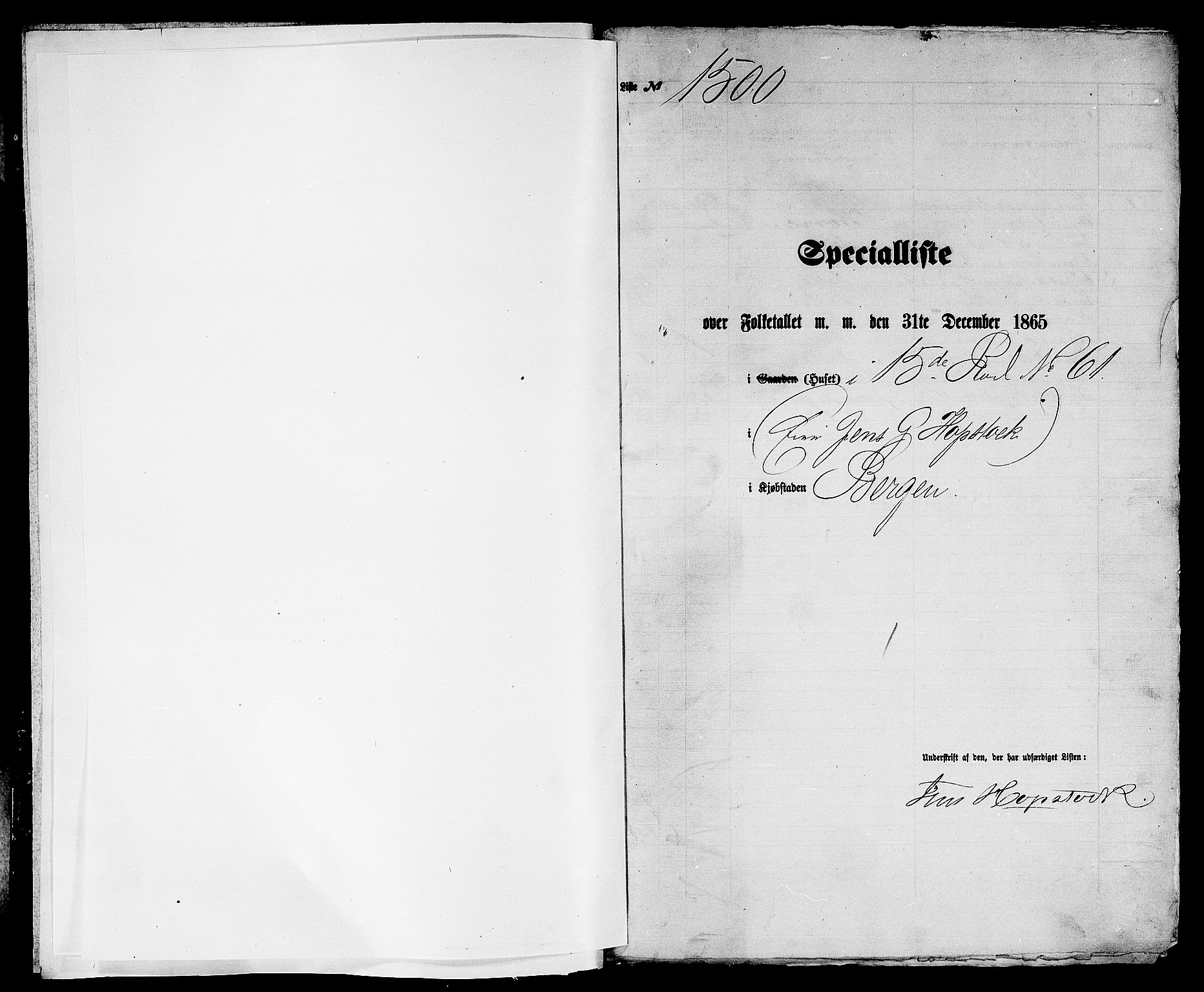RA, 1865 census for Bergen, 1865, p. 3068