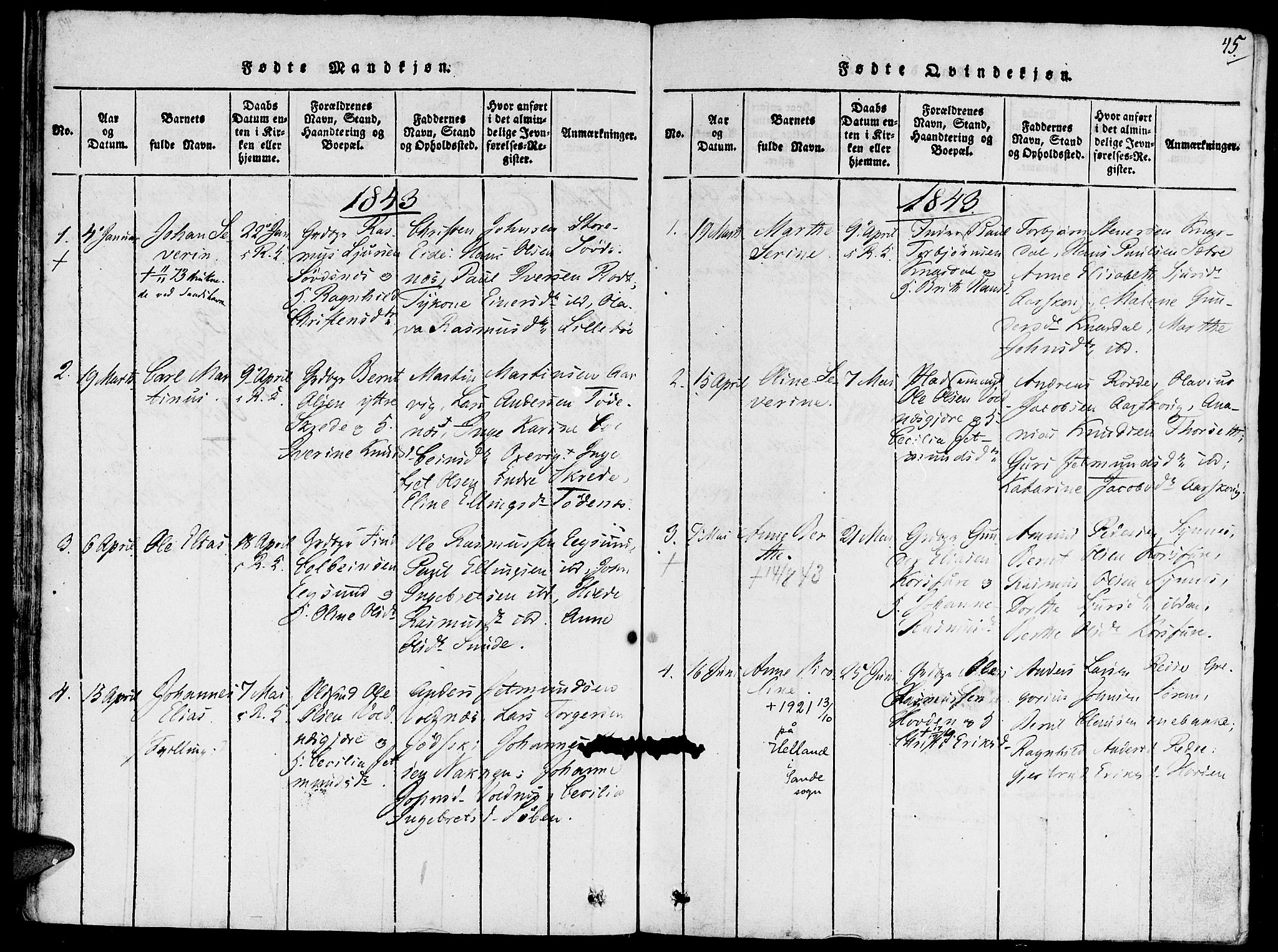 Ministerialprotokoller, klokkerbøker og fødselsregistre - Møre og Romsdal, SAT/A-1454/504/L0054: Parish register (official) no. 504A01, 1816-1861, p. 45