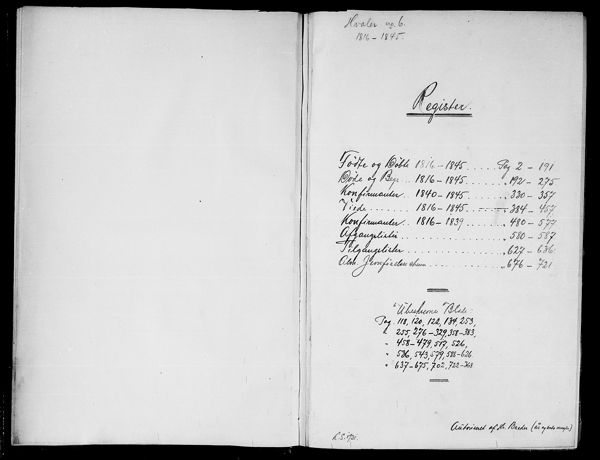 Hvaler prestekontor Kirkebøker, SAO/A-2001/F/Fa/L0005: Parish register (official) no. I 5, 1816-1845