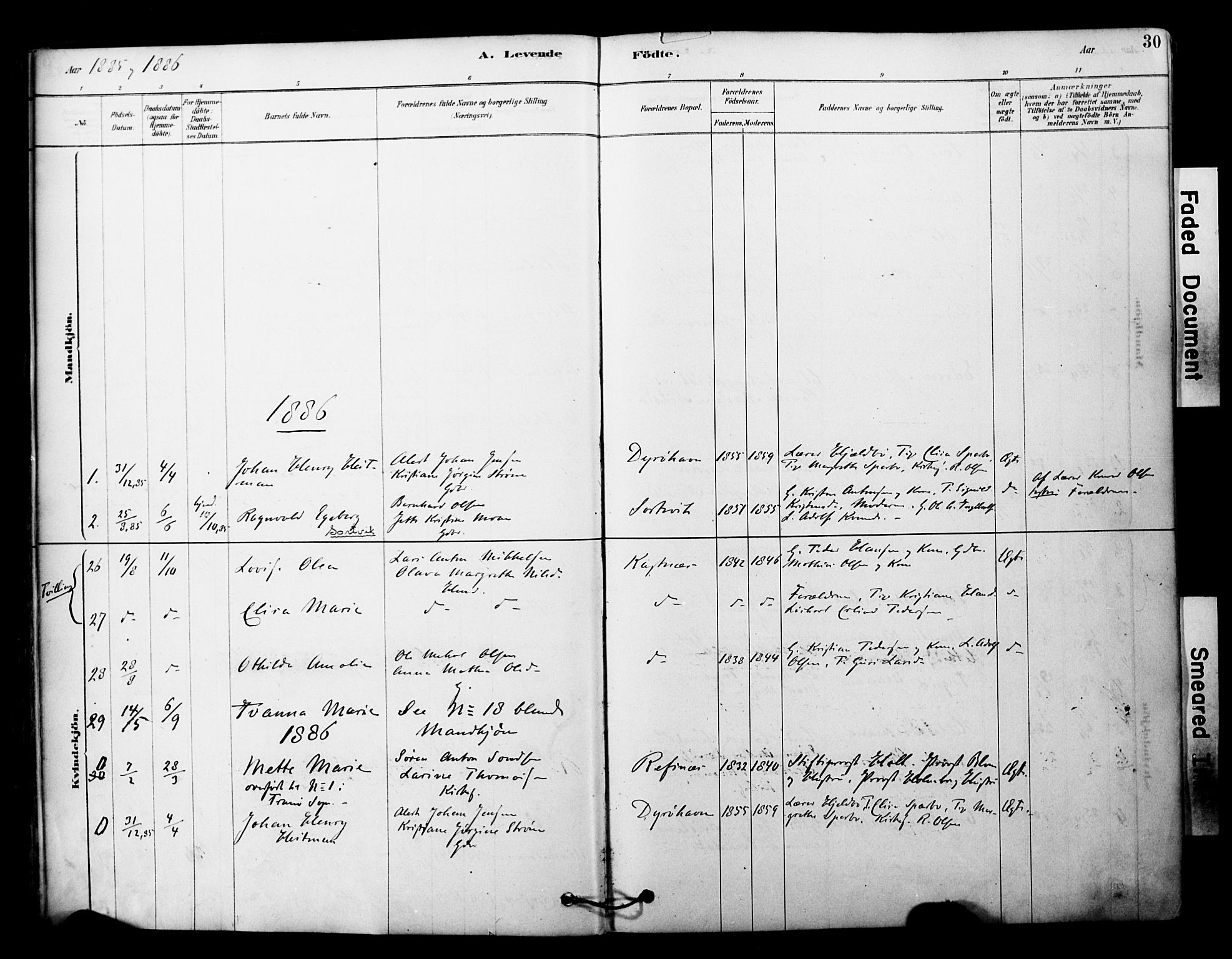 Tranøy sokneprestkontor, SATØ/S-1313/I/Ia/Iaa/L0011kirke: Parish register (official) no. 11, 1878-1904, p. 30