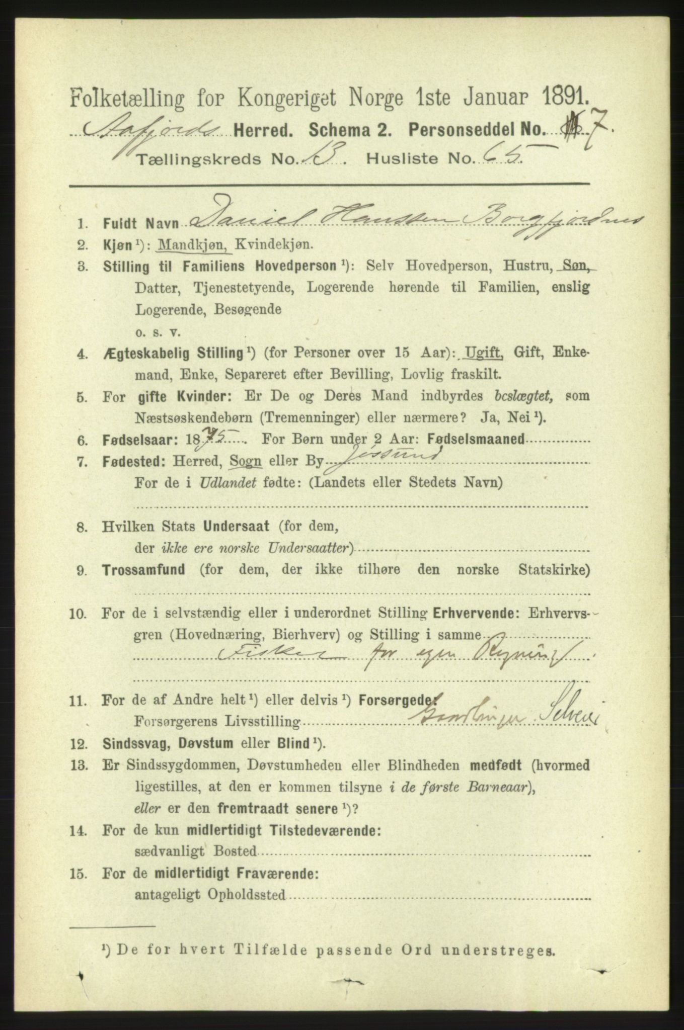 RA, 1891 census for 1630 Åfjord, 1891, p. 4596