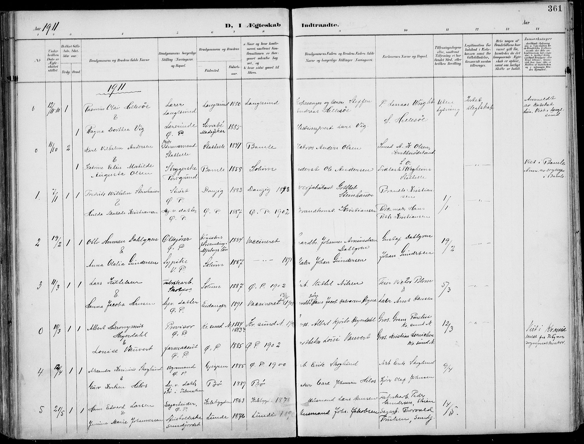 Porsgrunn kirkebøker , SAKO/A-104/F/Fa/L0011: Parish register (official) no. 11, 1895-1919, p. 361