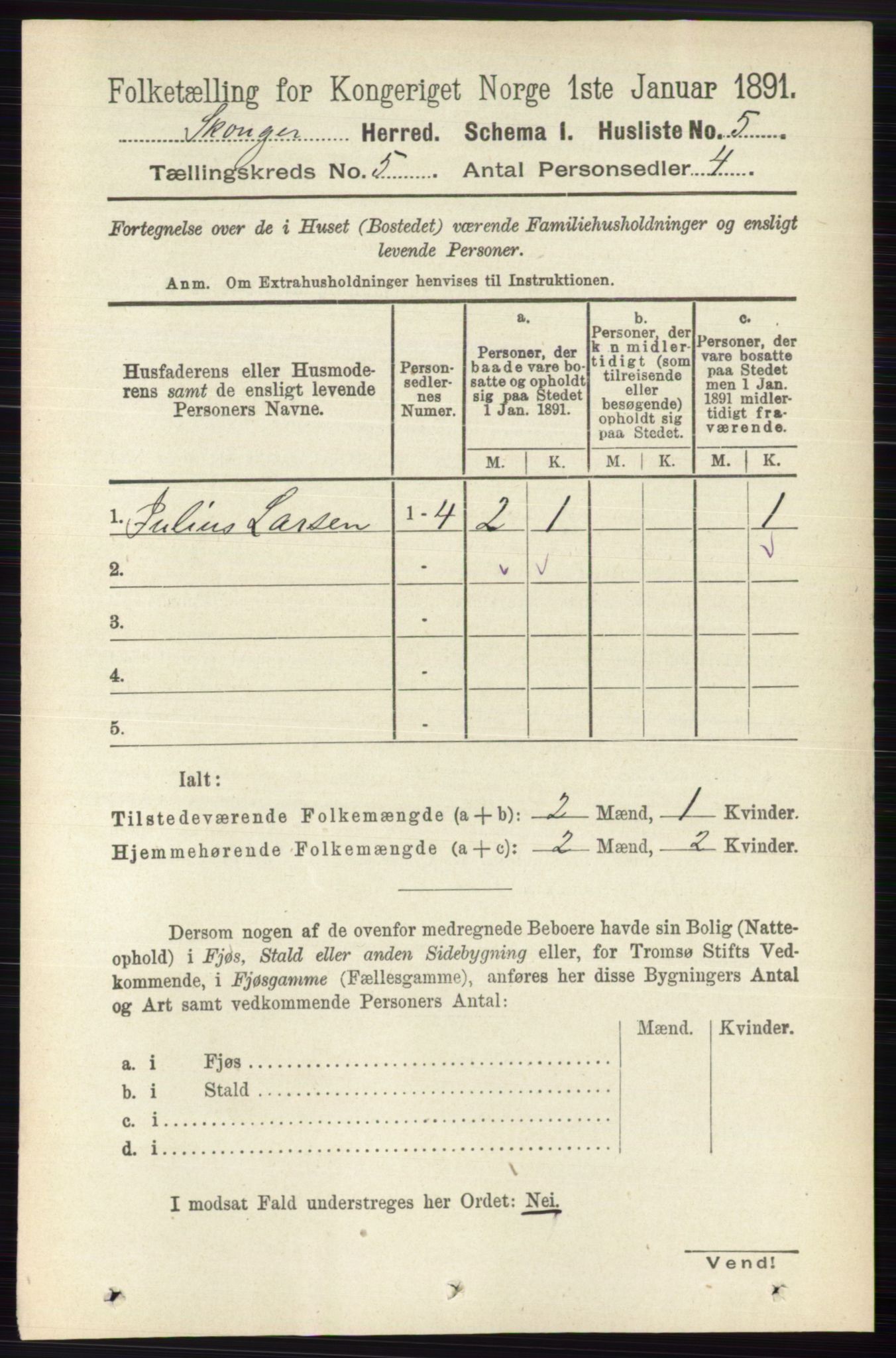 RA, 1891 census for 0712 Skoger, 1891, p. 3012