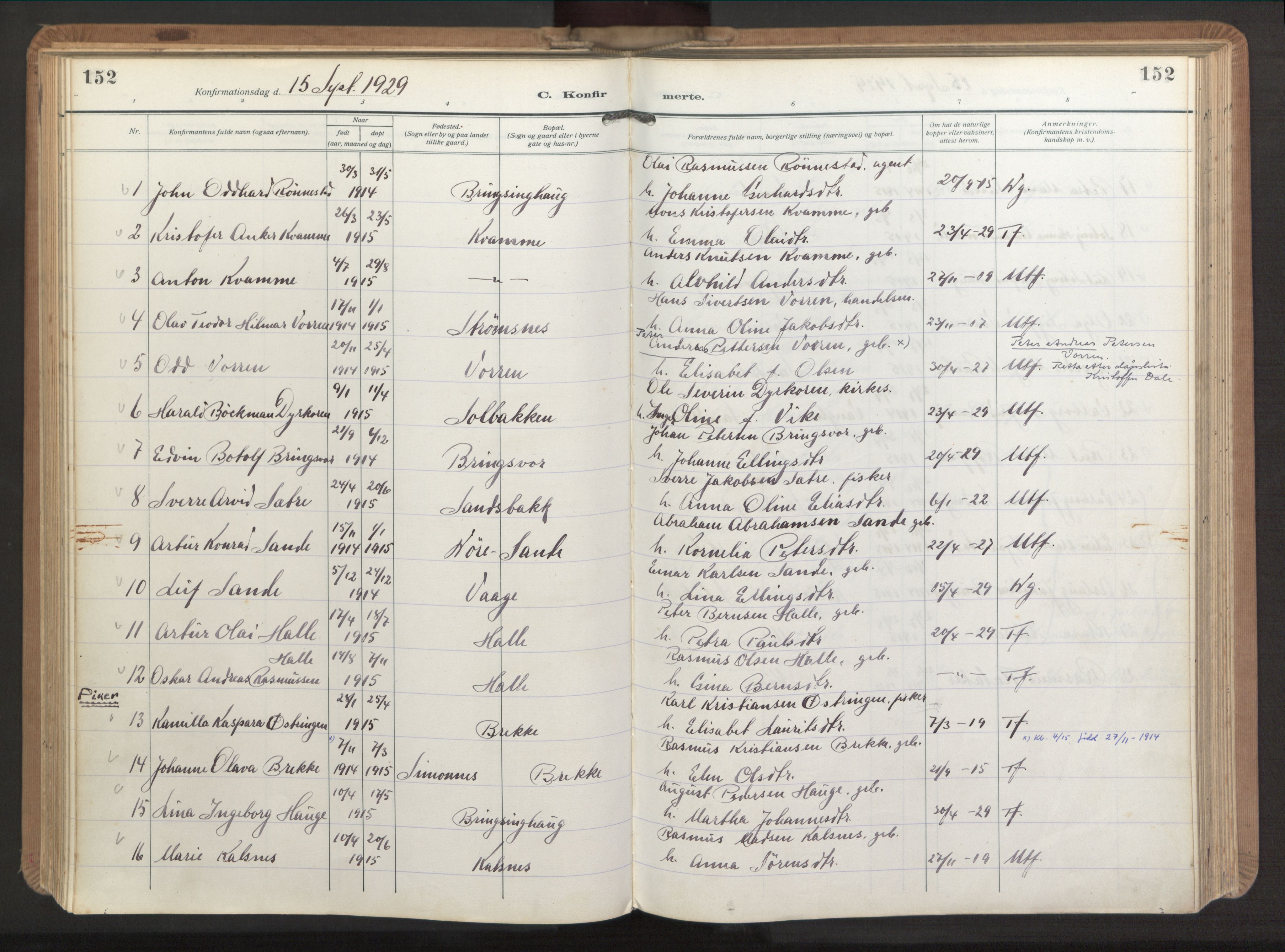 Ministerialprotokoller, klokkerbøker og fødselsregistre - Møre og Romsdal, AV/SAT-A-1454/503/L0044: Parish register (official) no. 503A12, 1918-1931, p. 152