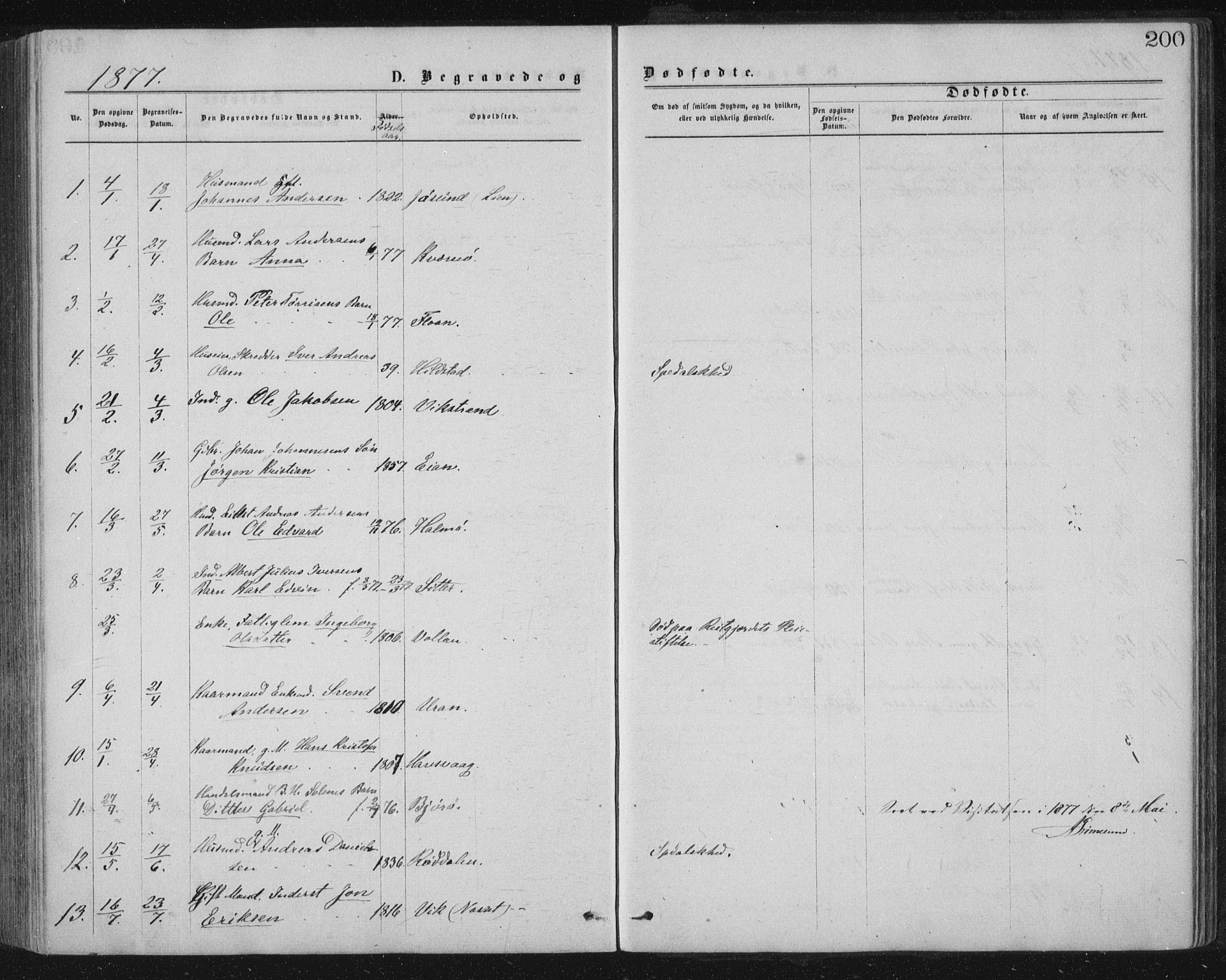 Ministerialprotokoller, klokkerbøker og fødselsregistre - Nord-Trøndelag, SAT/A-1458/771/L0596: Parish register (official) no. 771A03, 1870-1884, p. 200