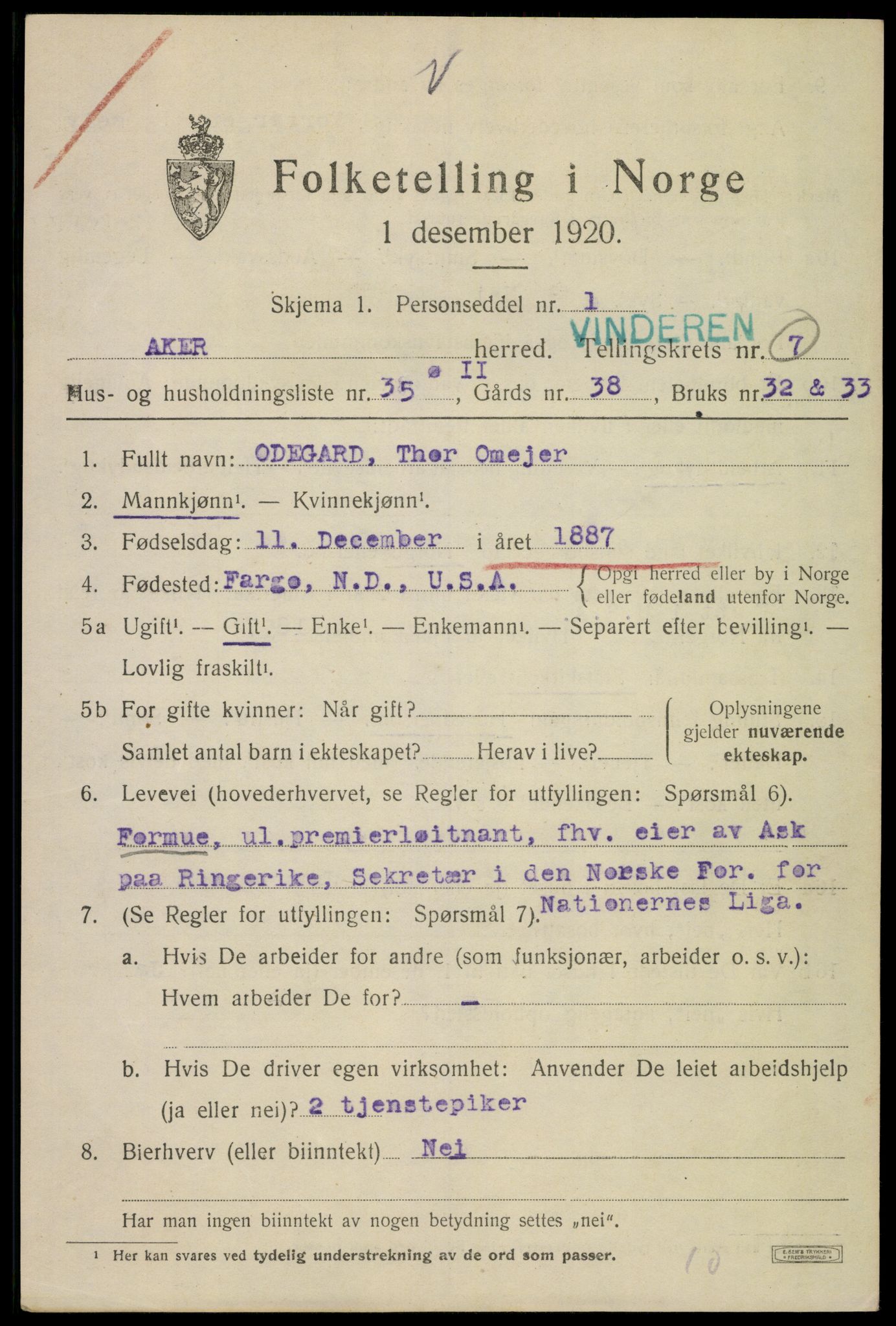 SAO, 1920 census for Aker, 1920, p. 41052