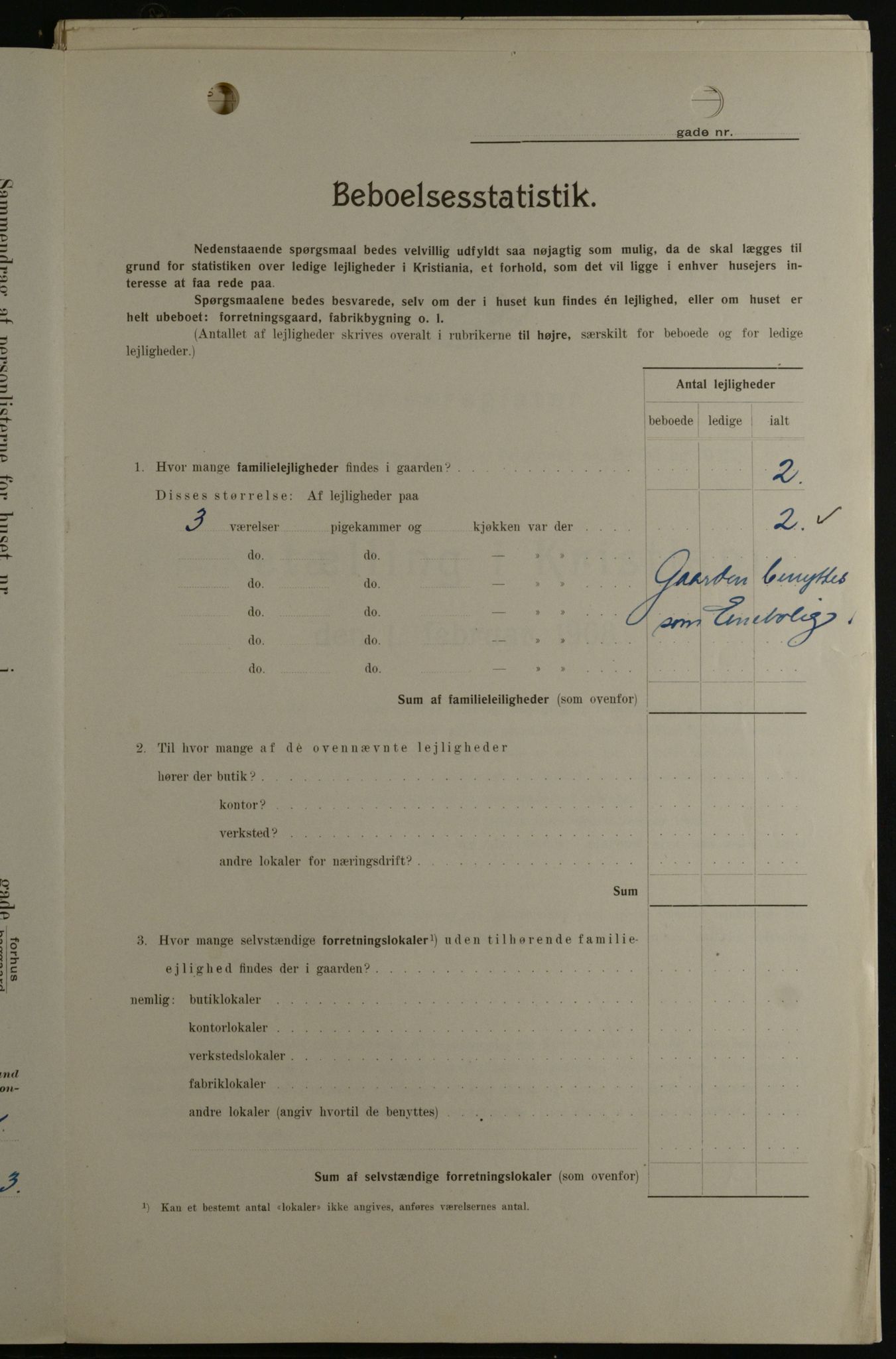 OBA, Municipal Census 1908 for Kristiania, 1908, p. 1535