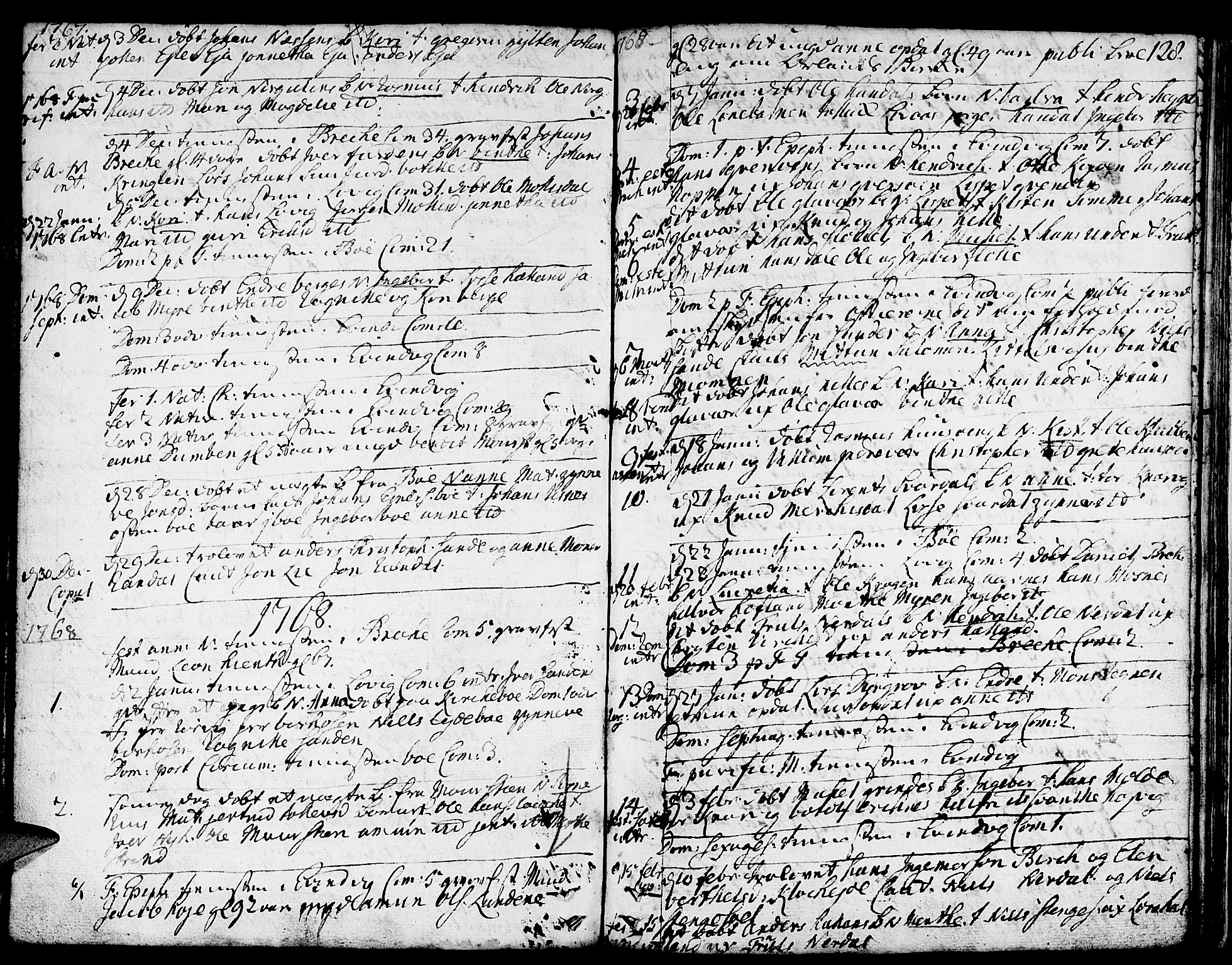 Gulen sokneprestembete, SAB/A-80201/H/Haa/Haaa/L0012: Parish register (official) no. A 12, 1749-1776, p. 128