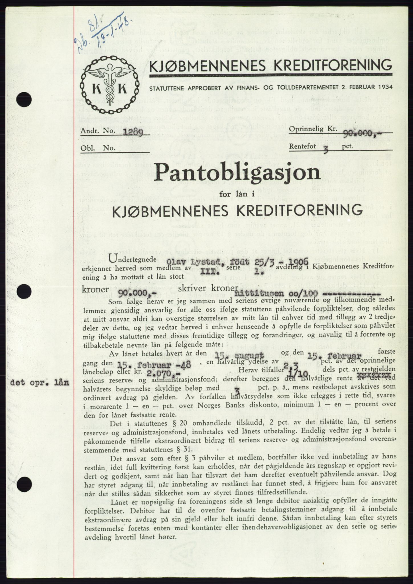 Søre Sunnmøre sorenskriveri, AV/SAT-A-4122/1/2/2C/L0115: Mortgage book no. 3B, 1947-1948, Diary no: : 81/1948