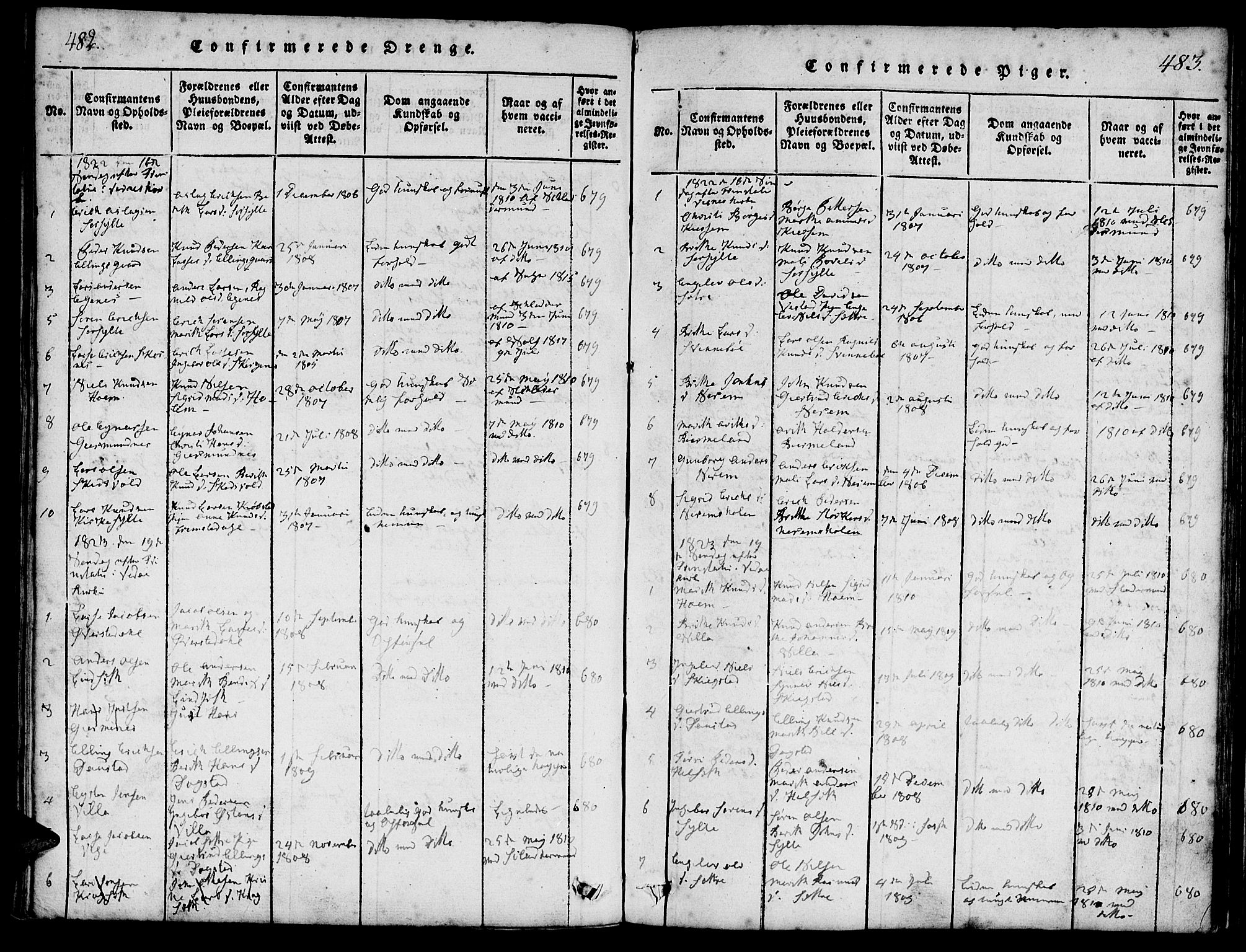 Ministerialprotokoller, klokkerbøker og fødselsregistre - Møre og Romsdal, AV/SAT-A-1454/541/L0544: Parish register (official) no. 541A01, 1818-1847, p. 482-483