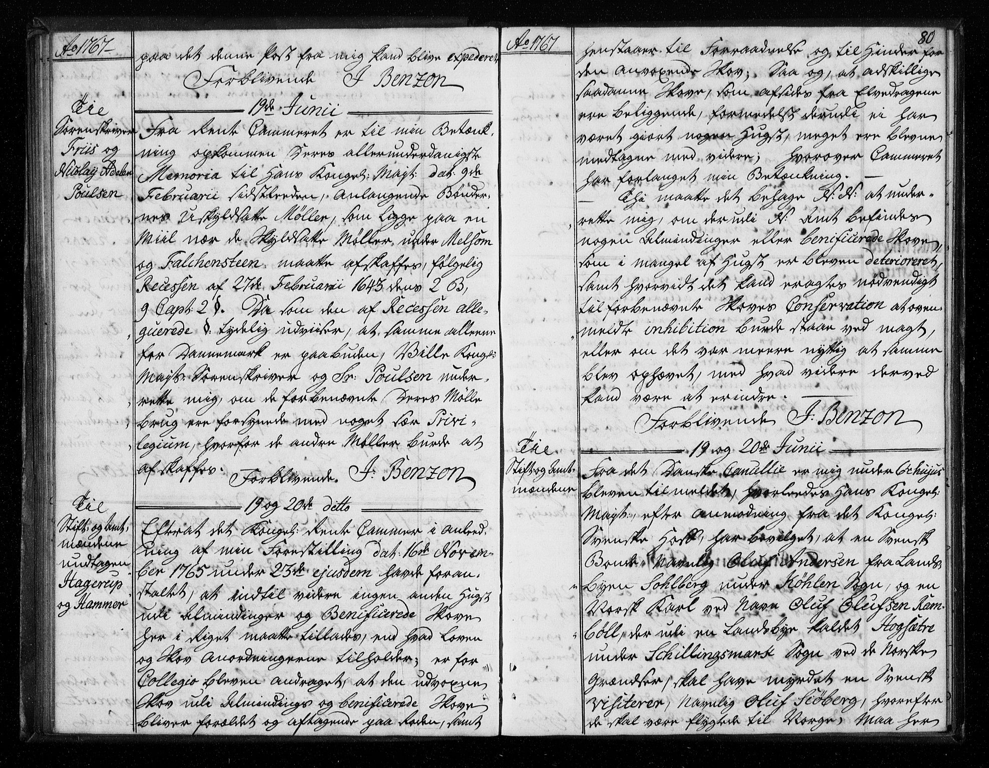 Stattholderembetet 1572-1771, AV/RA-EA-2870/Bf/L0006: Stattholderprotokoll (allmenn kopibok), 1767-1768, p. 79b-80a