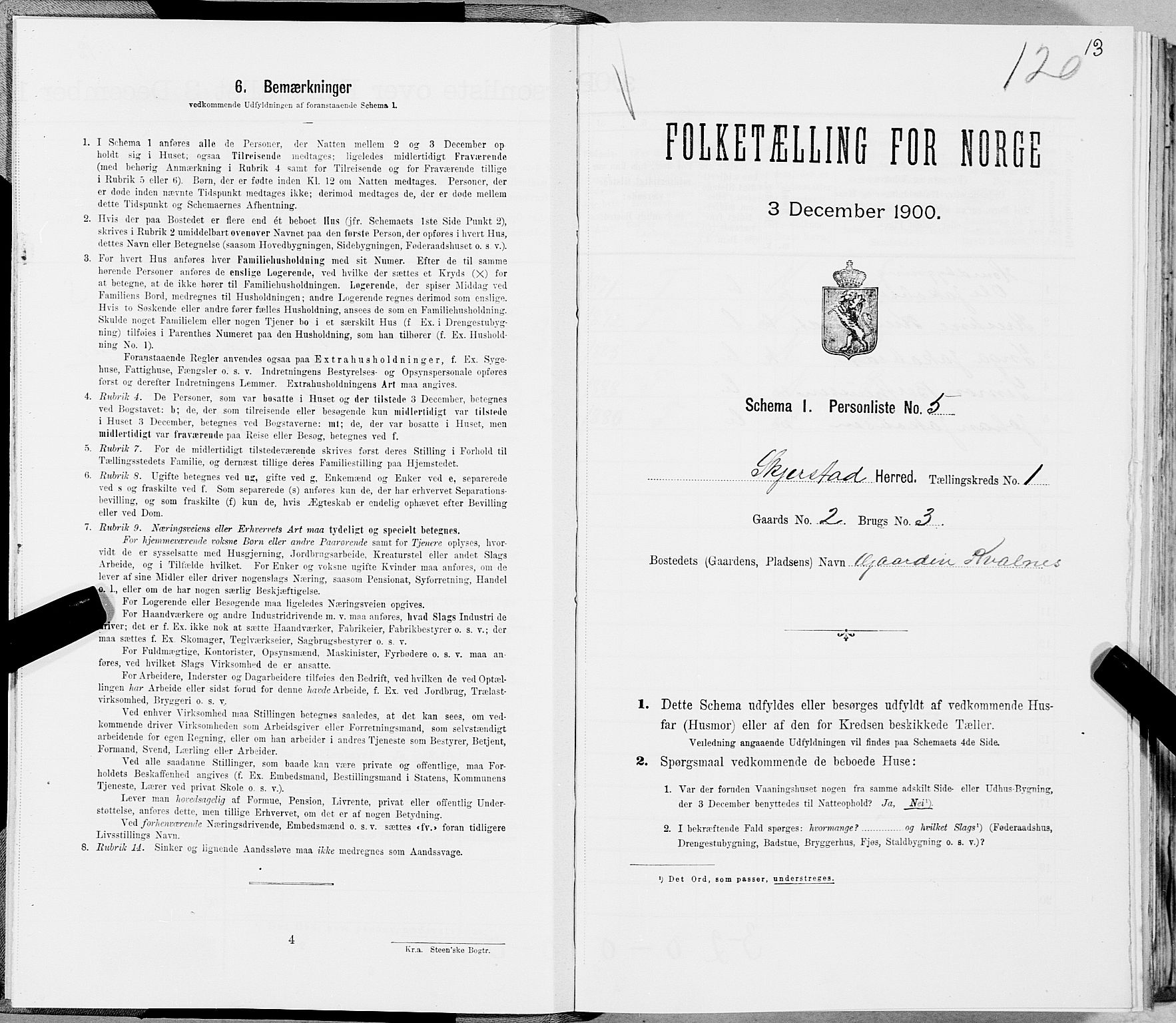 SAT, 1900 census for Skjerstad, 1900, p. 13