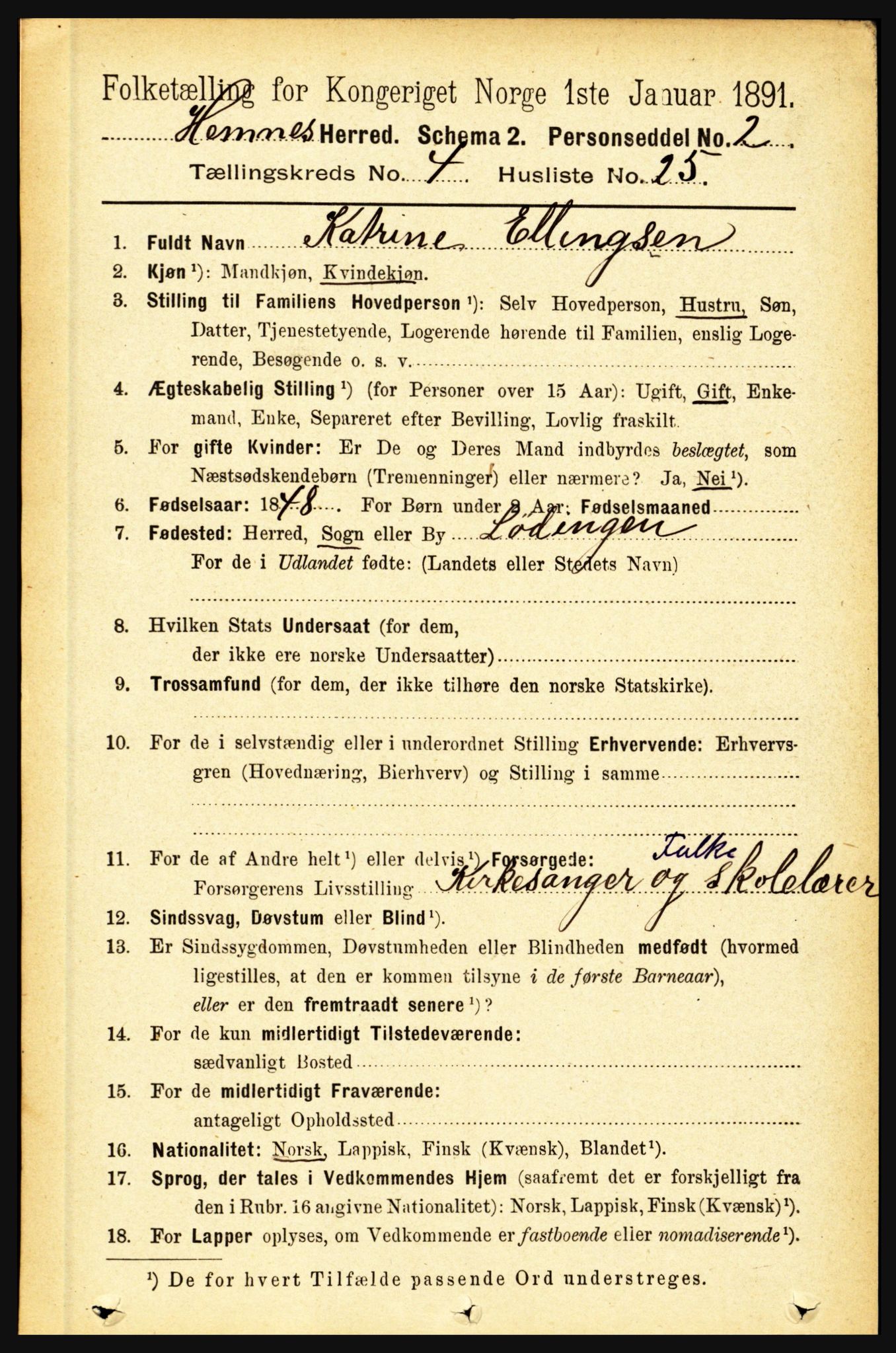 RA, 1891 census for 1832 Hemnes, 1891, p. 2401