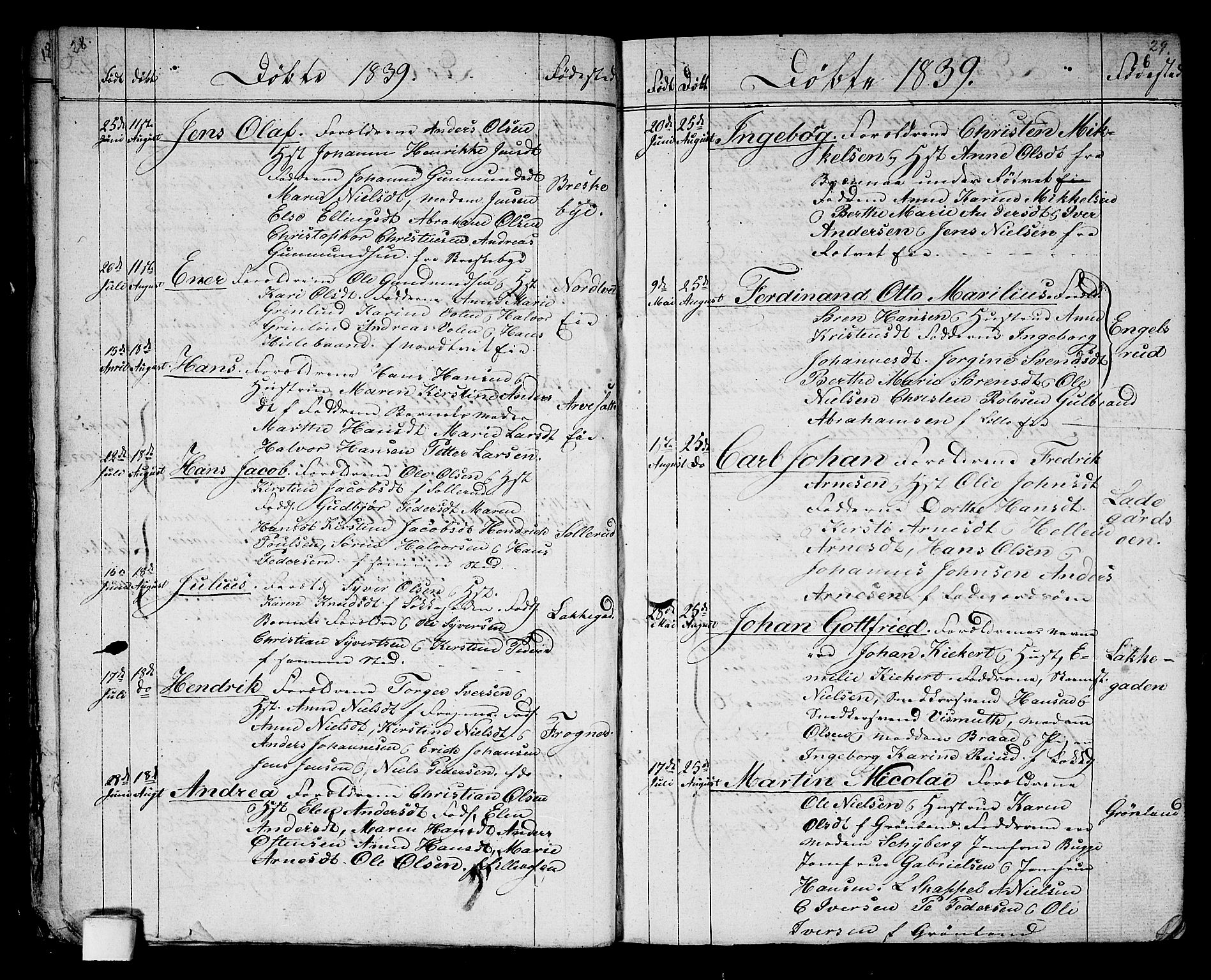 Aker prestekontor kirkebøker, AV/SAO-A-10861/G/L0007: Parish register (copy) no. 7, 1838-1846, p. 28-29