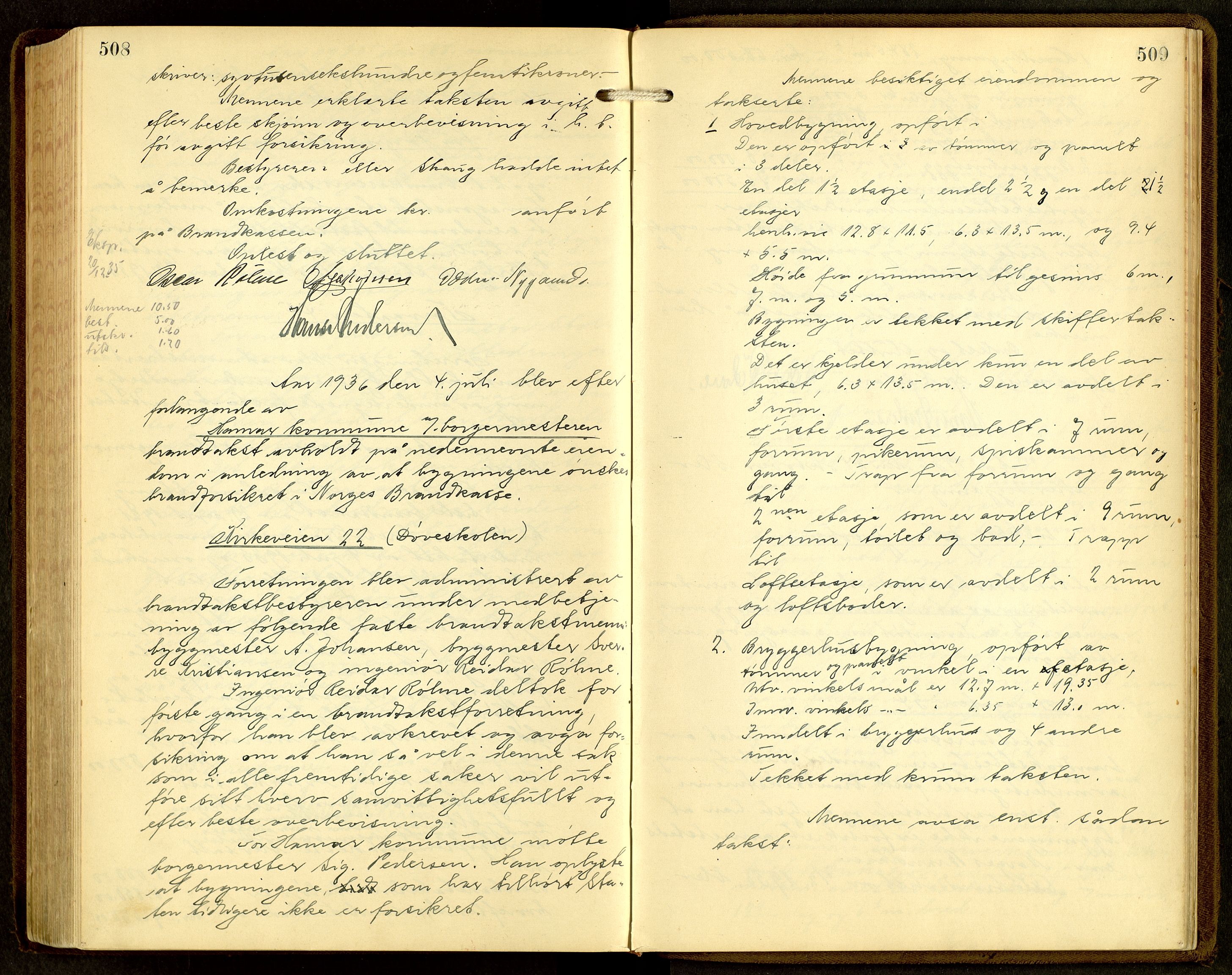 Norges Brannkasse, Hamar, AV/SAH-NBRANH-006/F/Fa/L0009: Branntakstprotokoll, 1927-1938, p. 508-509