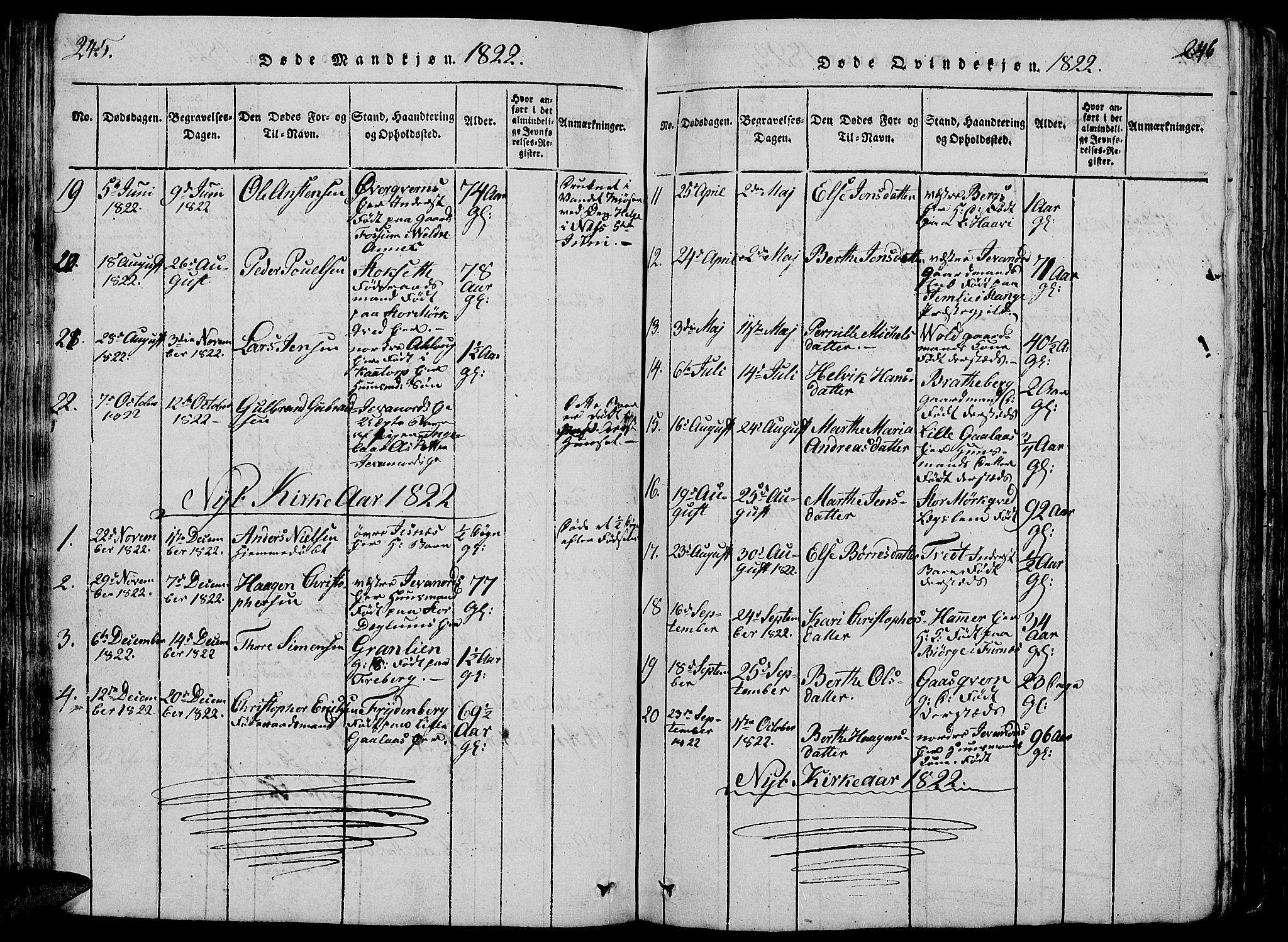 Vang prestekontor, Hedmark, SAH/PREST-008/H/Ha/Hab/L0005: Parish register (copy) no. 5, 1815-1836, p. 245-246