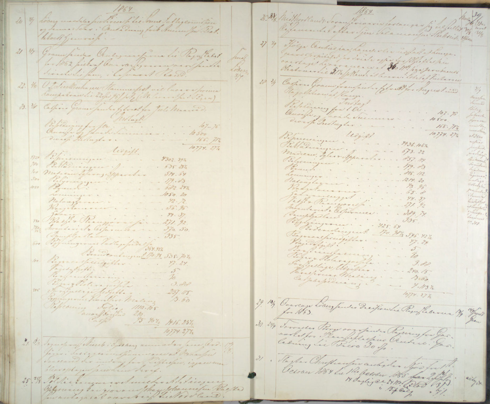 Lepraarkiver - Pleiestiftelsen for spedalske no.1, AV/SAB-A-60601/B.c/L0001: Journal, 1857-1882, p. 38b-39a