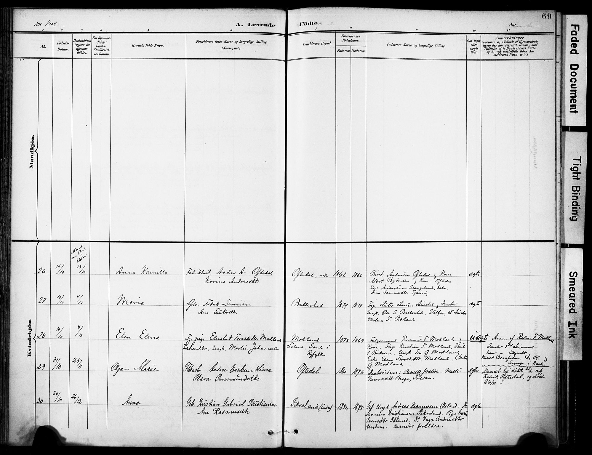 Lye sokneprestkontor, AV/SAST-A-101794/001/30BA/L0012: Parish register (official) no. A 11, 1896-1909, p. 69