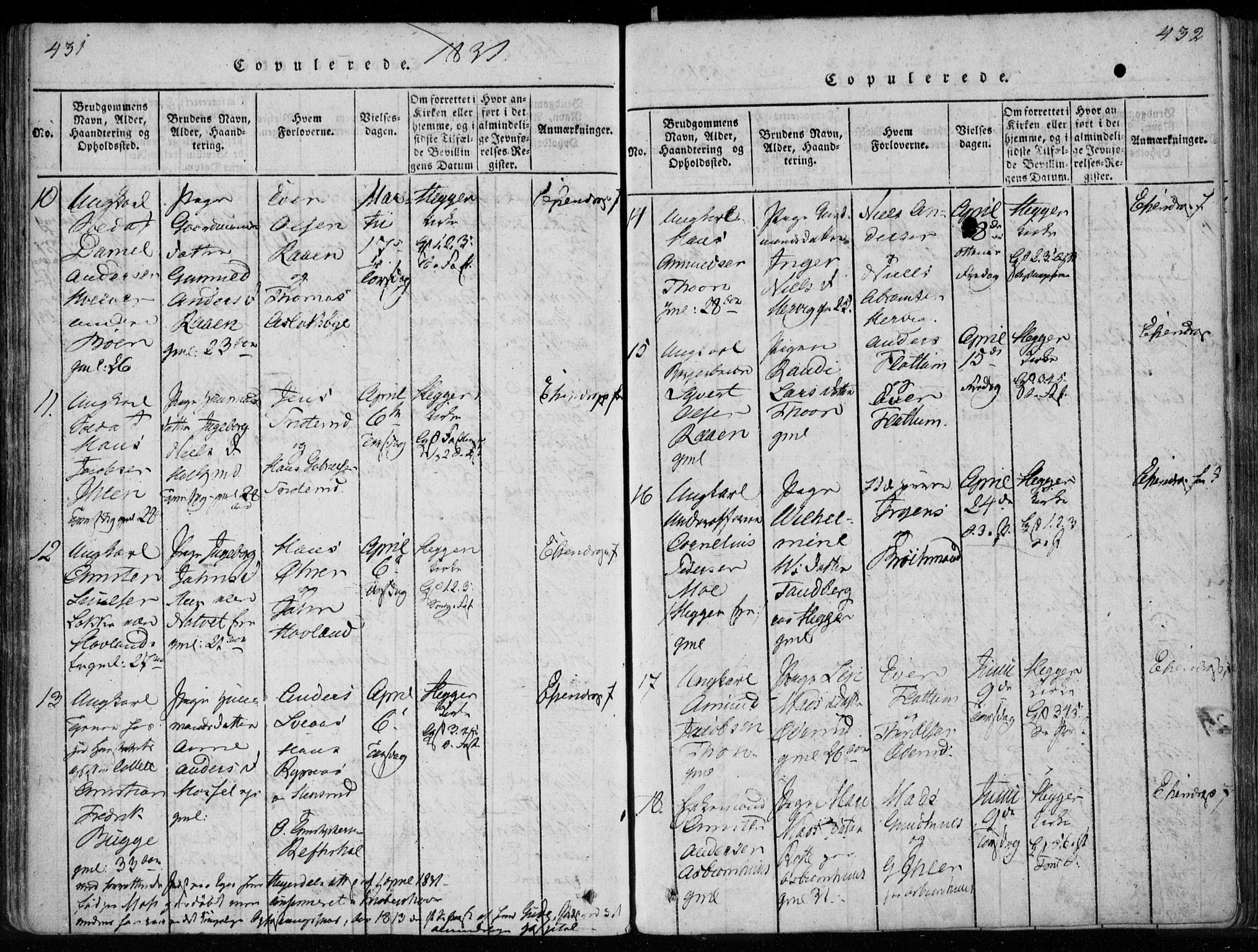 Modum kirkebøker, SAKO/A-234/F/Fa/L0005: Parish register (official) no. 5, 1824-1841, p. 431-432
