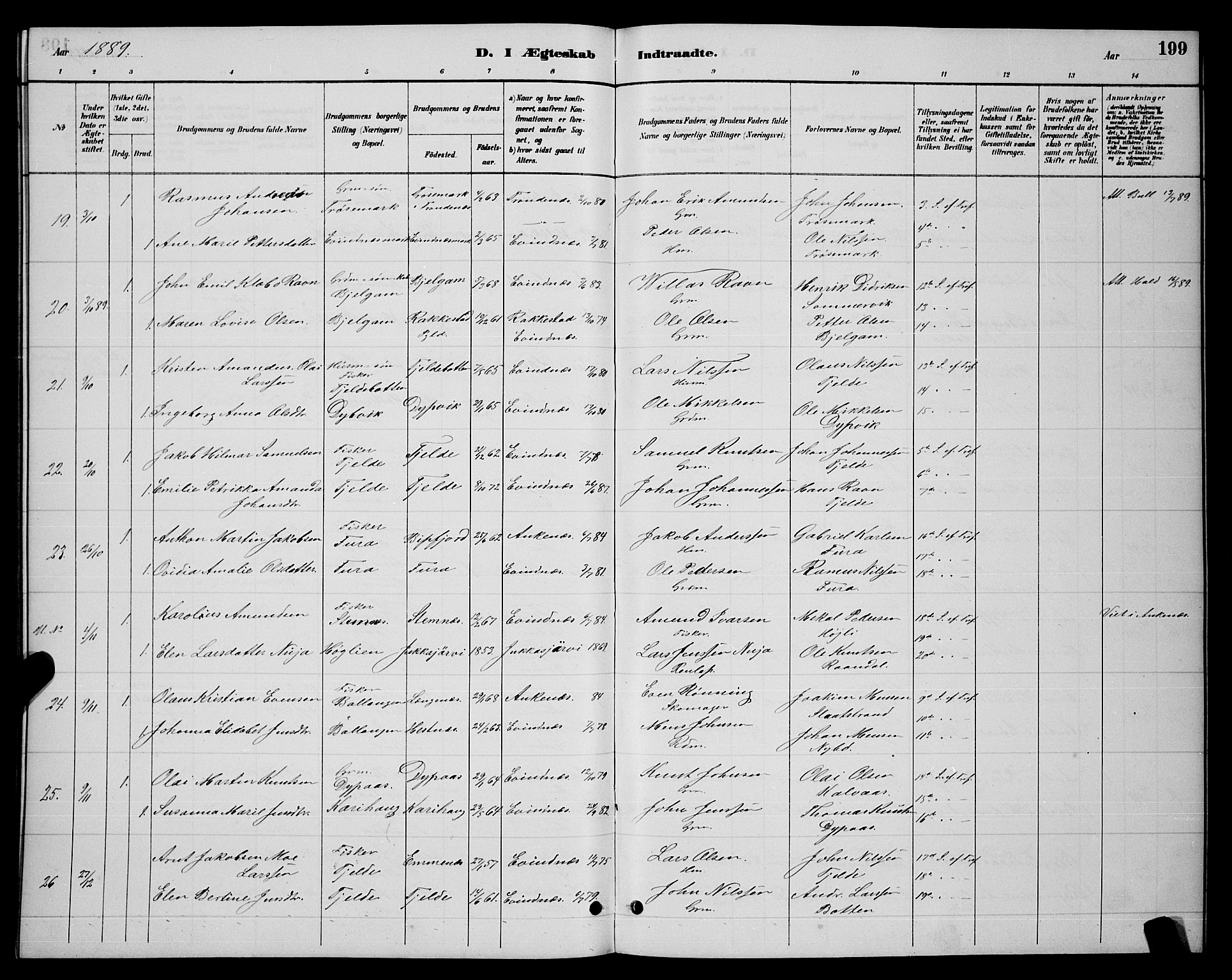 Ministerialprotokoller, klokkerbøker og fødselsregistre - Nordland, AV/SAT-A-1459/863/L0914: Parish register (copy) no. 863C04, 1886-1897, p. 199