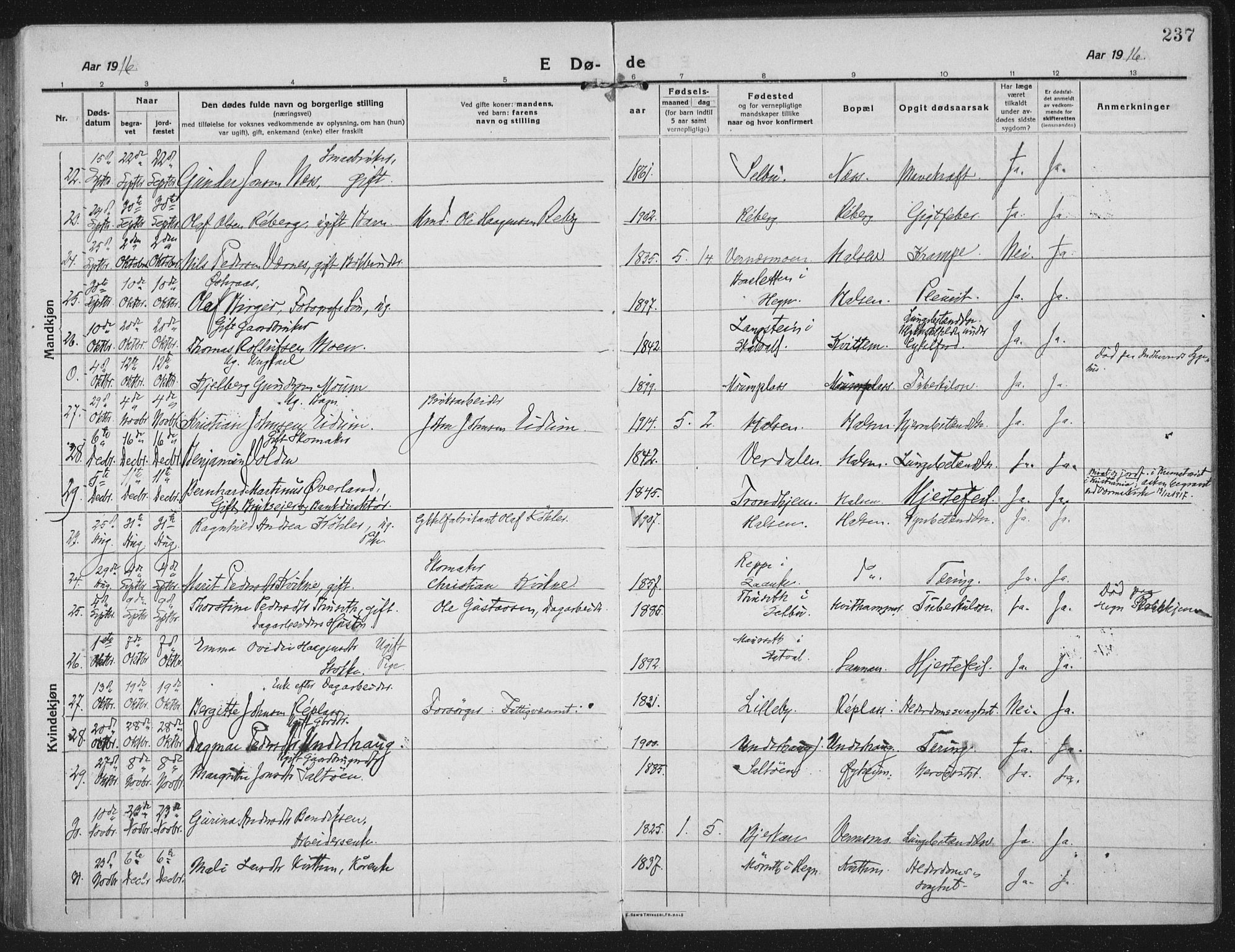 Ministerialprotokoller, klokkerbøker og fødselsregistre - Nord-Trøndelag, SAT/A-1458/709/L0083: Parish register (official) no. 709A23, 1916-1928, p. 238