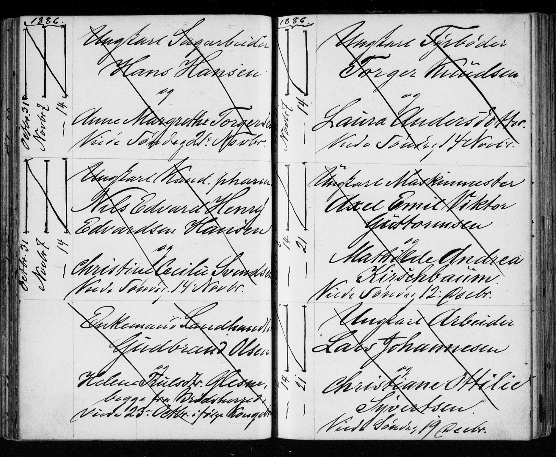 Bragernes kirkebøker, AV/SAKO-A-6/H/Ha/L0006: Banns register no. 6, 1873-1896