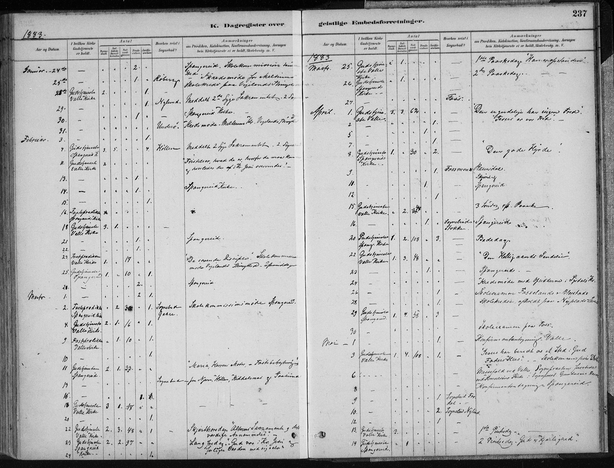 Sør-Audnedal sokneprestkontor, AV/SAK-1111-0039/F/Fa/Fab/L0009: Parish register (official) no. A 9, 1880-1895, p. 237